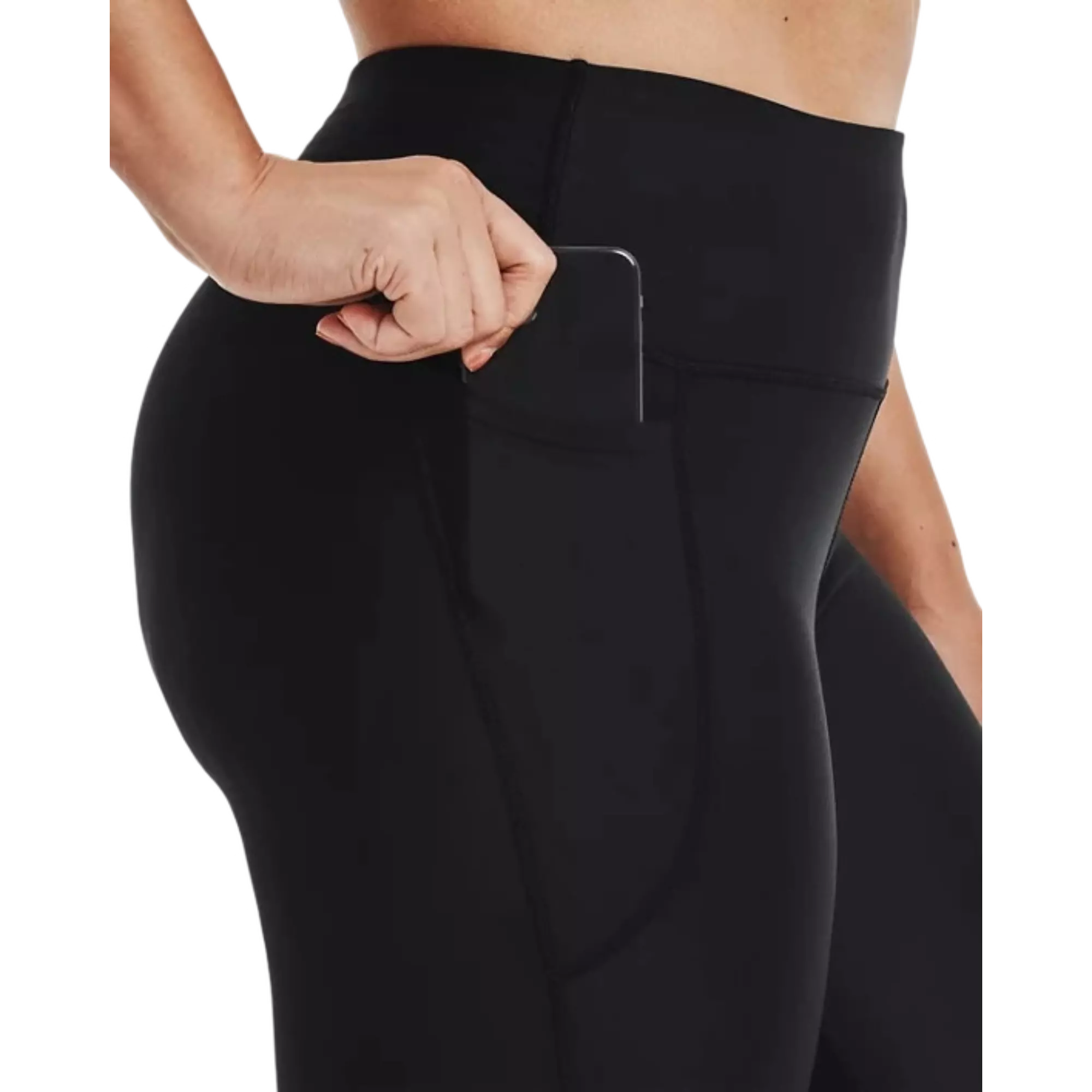 Under Armour Women's HeatGear No-Slip Waistband Ankle Leggings - Black - BLACK/WHITE