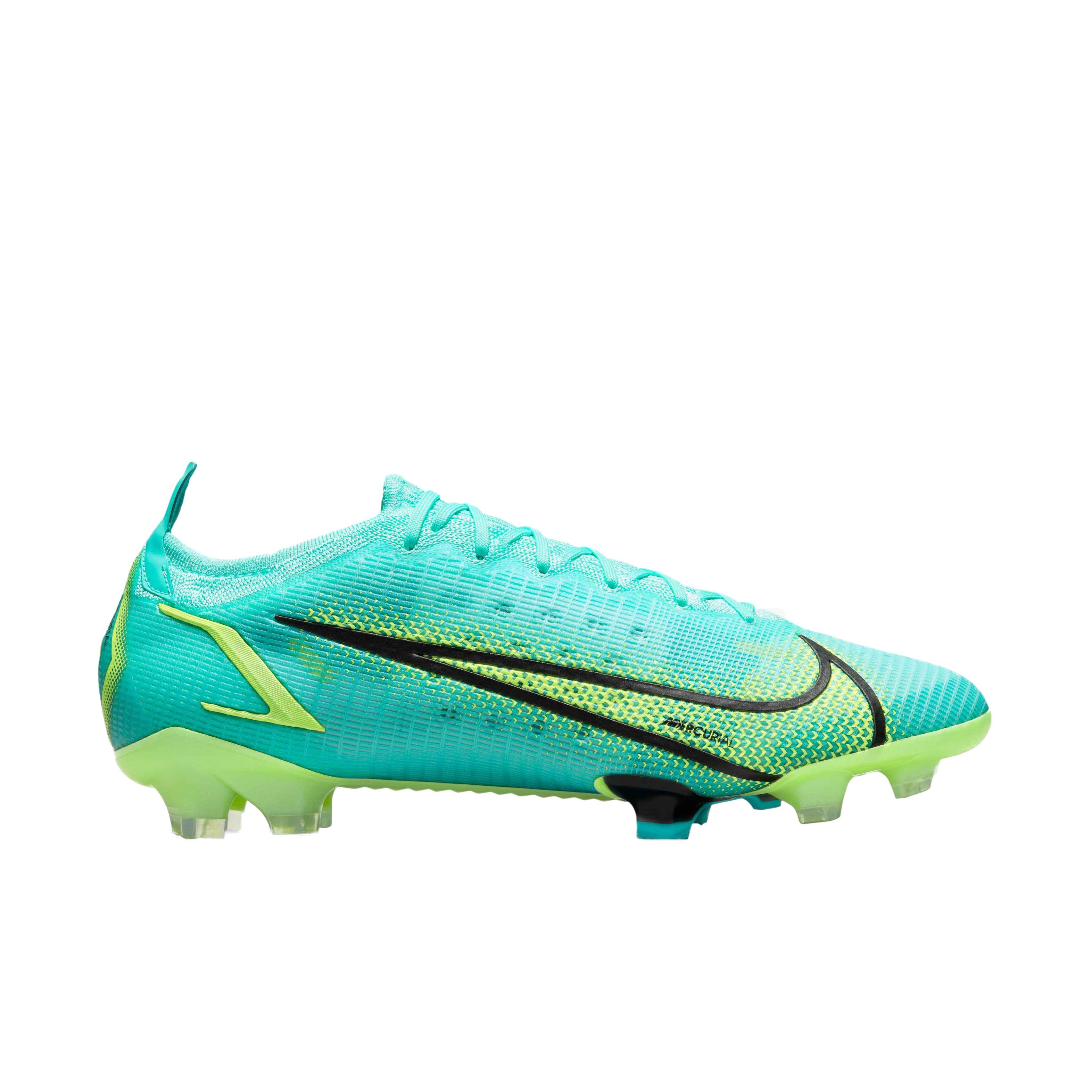 Nike Mercurial Vapor 14 Elite Firm Ground Dynamic Turquoise/Lime Glow Unisex Soccer Cleat Shoes, Size: M 6.5 / W 8