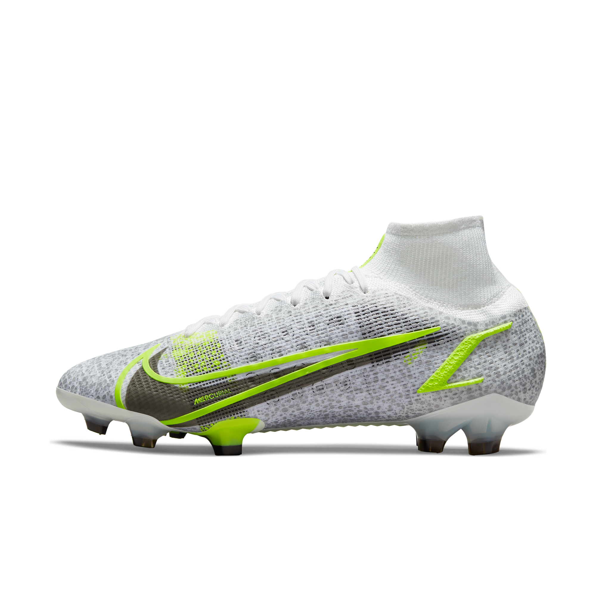 Nike Mercurial Superfly 8 Elite FG "White/SIlver/Volt" Unisex Soccer Cleat - WHITE Thumbnail View 2