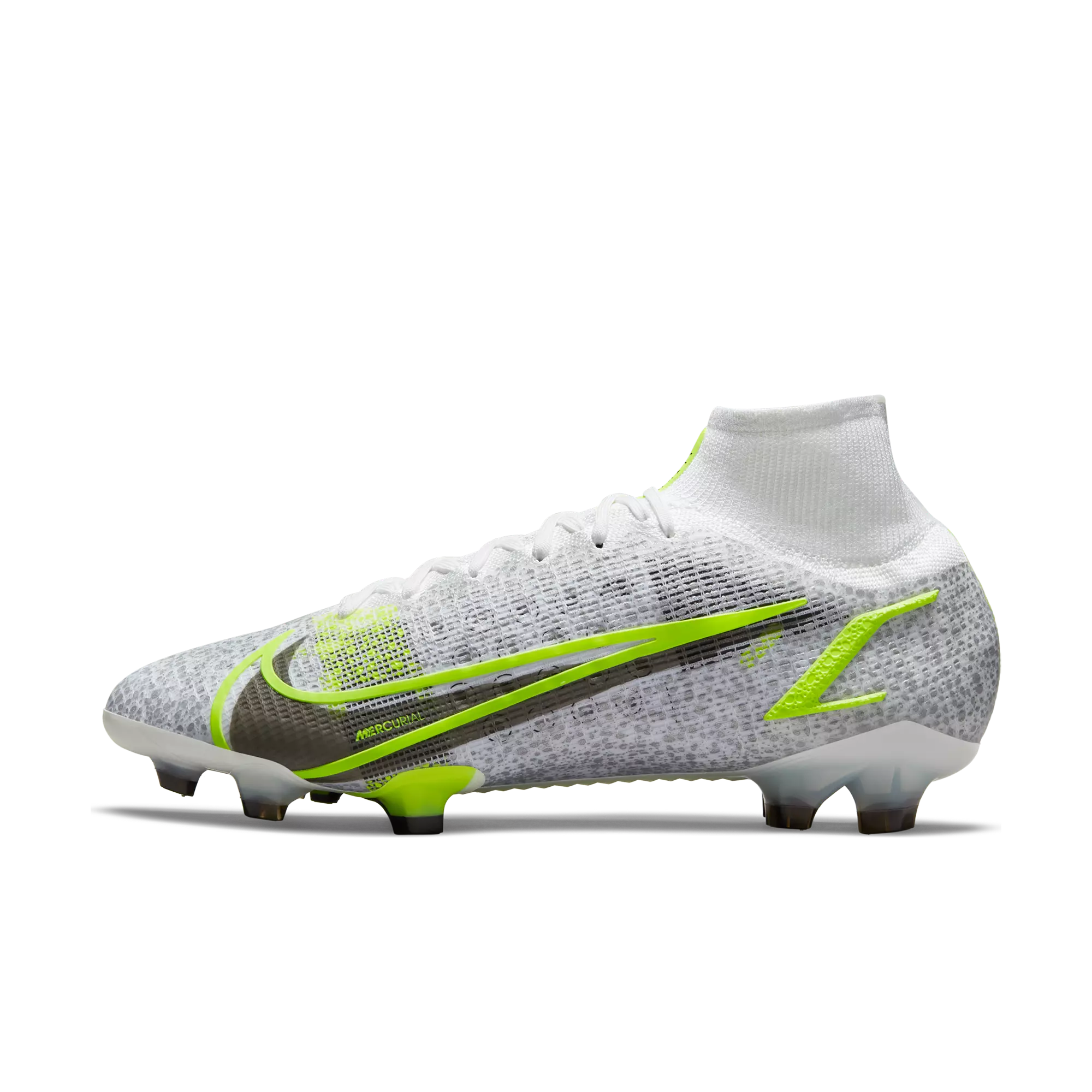 Nike Mercurial Superfly 8 Elite FG "White/SIlver/Volt" Unisex Soccer Cleat - WHITE