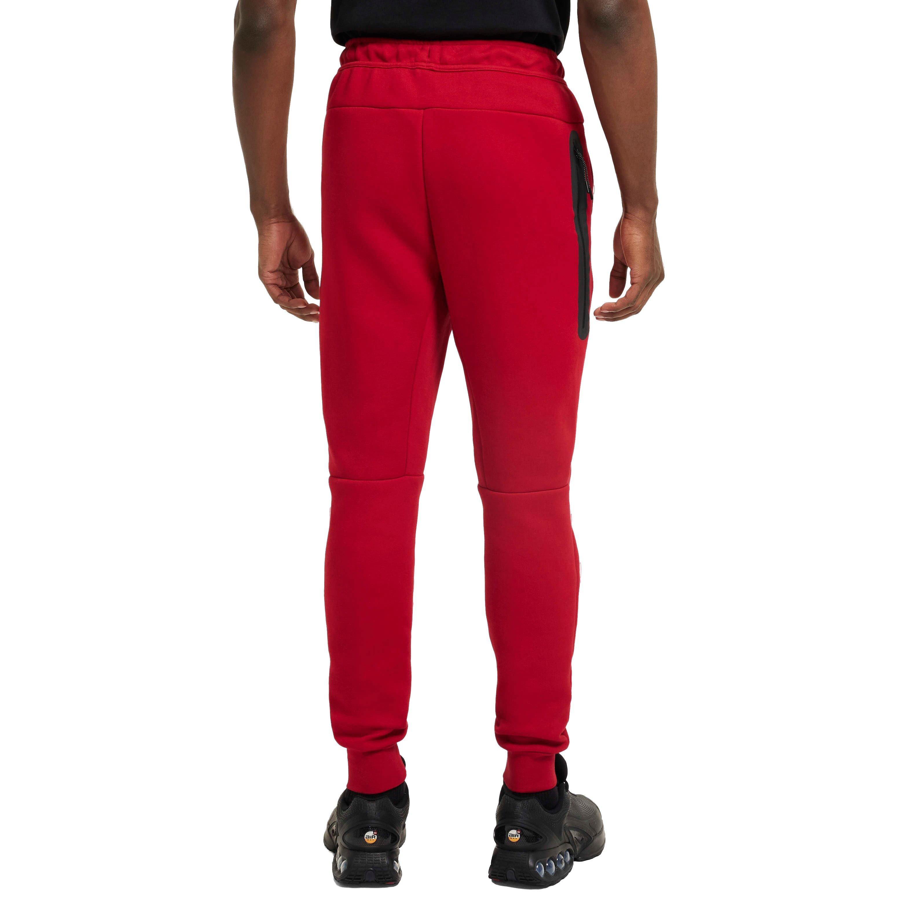 Nike Men's Fleece Tech Joggers - RED Thumbnail View 2