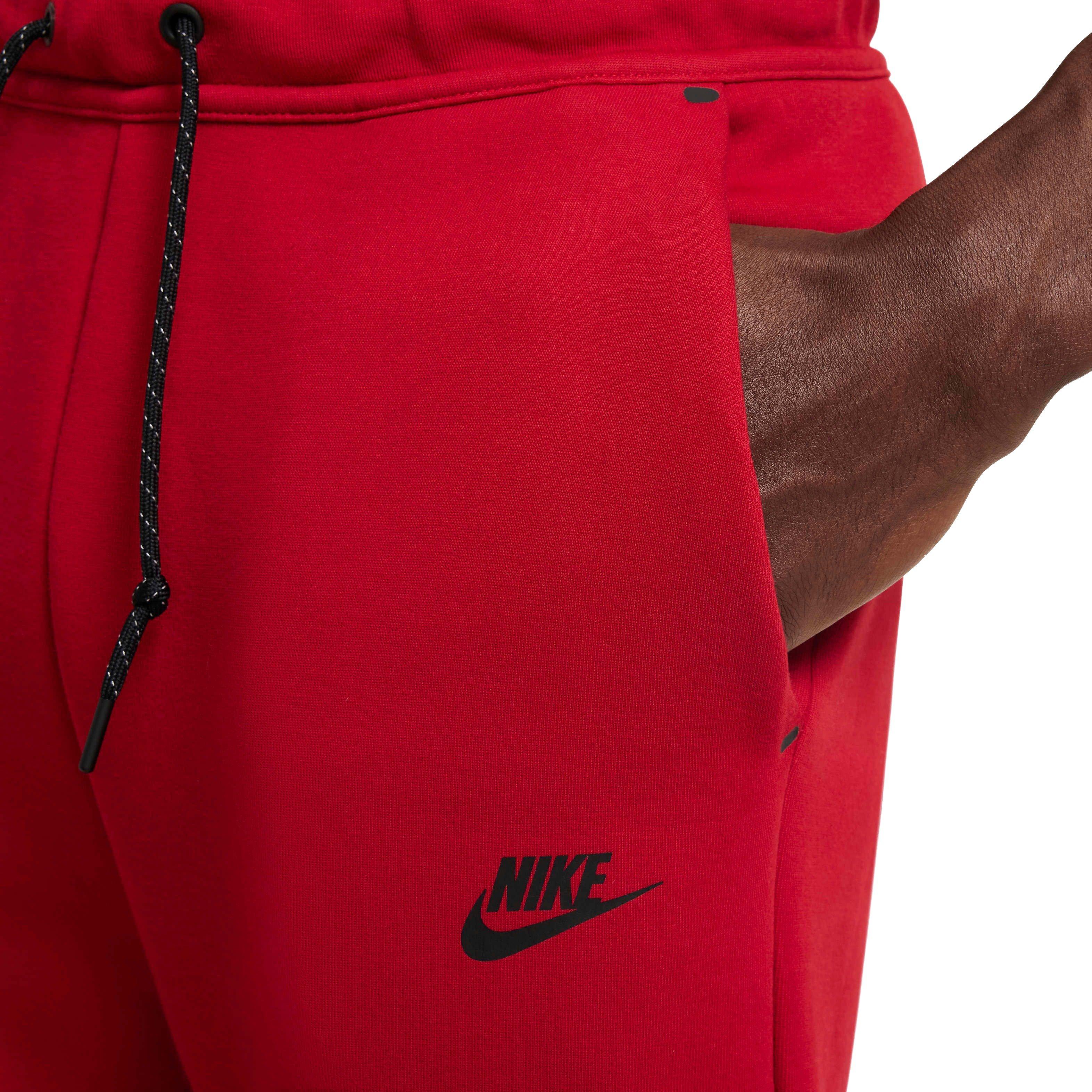 Nike Men's Fleece Tech Joggers - RED Thumbnail View 3