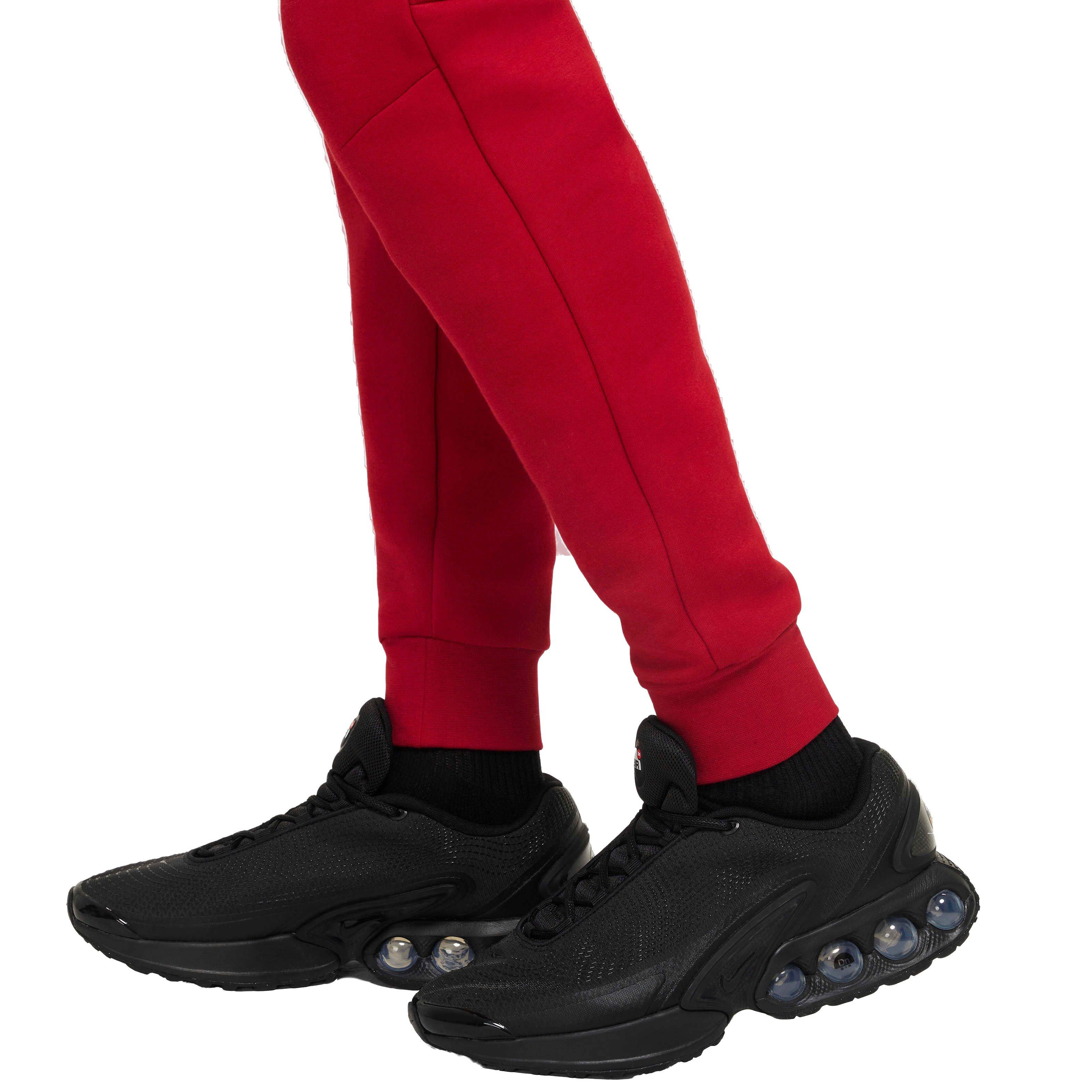 Nike Men's Fleece Tech Joggers - RED Thumbnail View 6