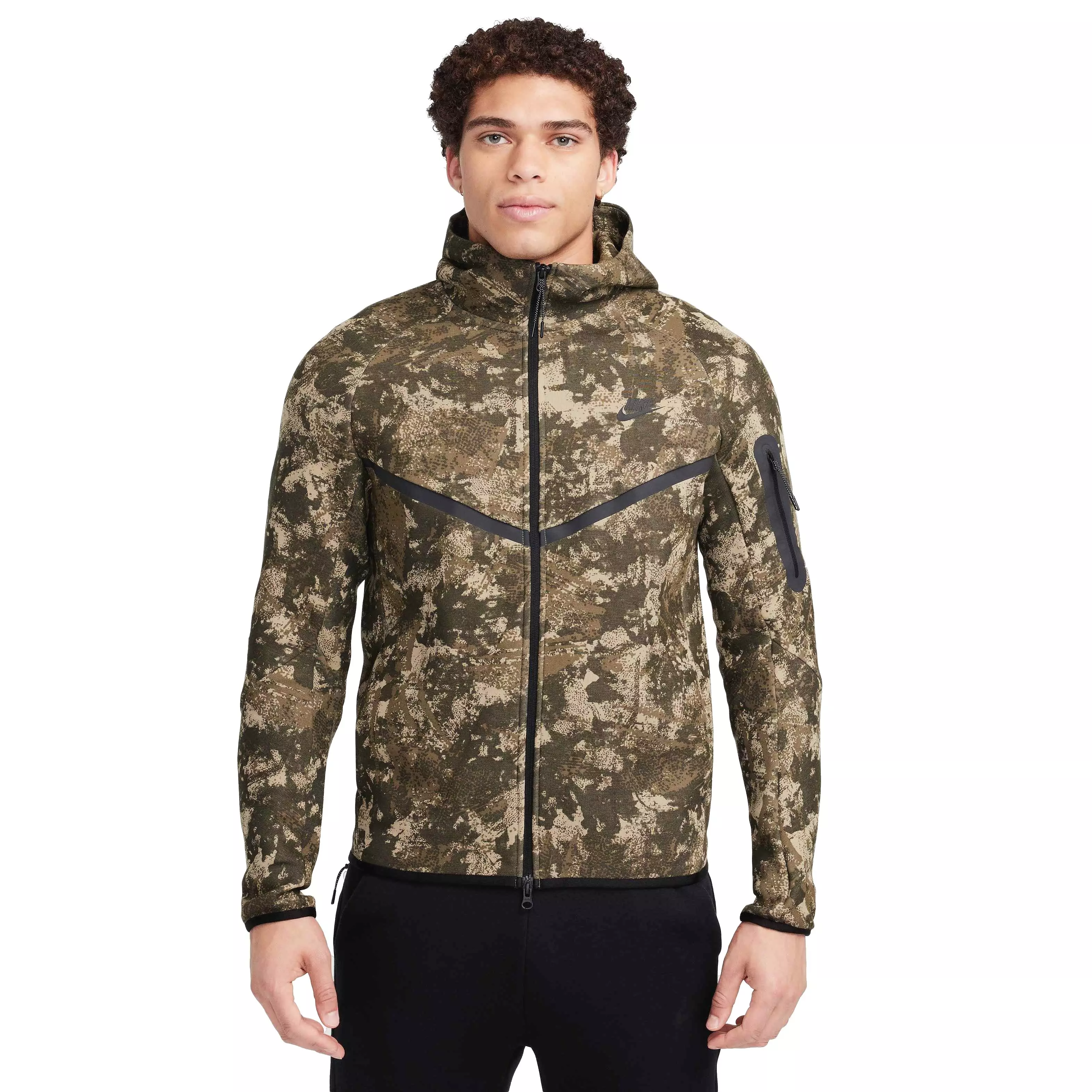 Nike Men's Tech Fleece Windrunner Full-Zip Gel Camo Jacket - OLIVE