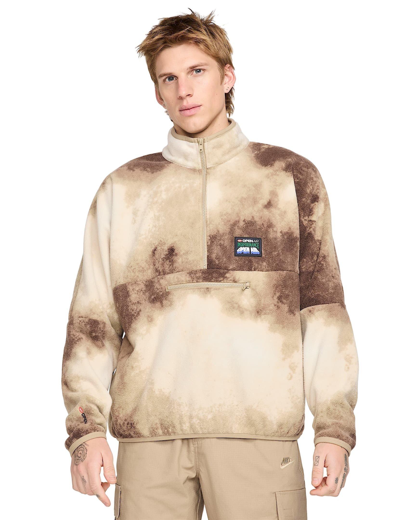 Nike Men's Club 1/2-Zip Pullover Long-Sleeve Top - KHAKI/LT BONE Thumbnail View 1