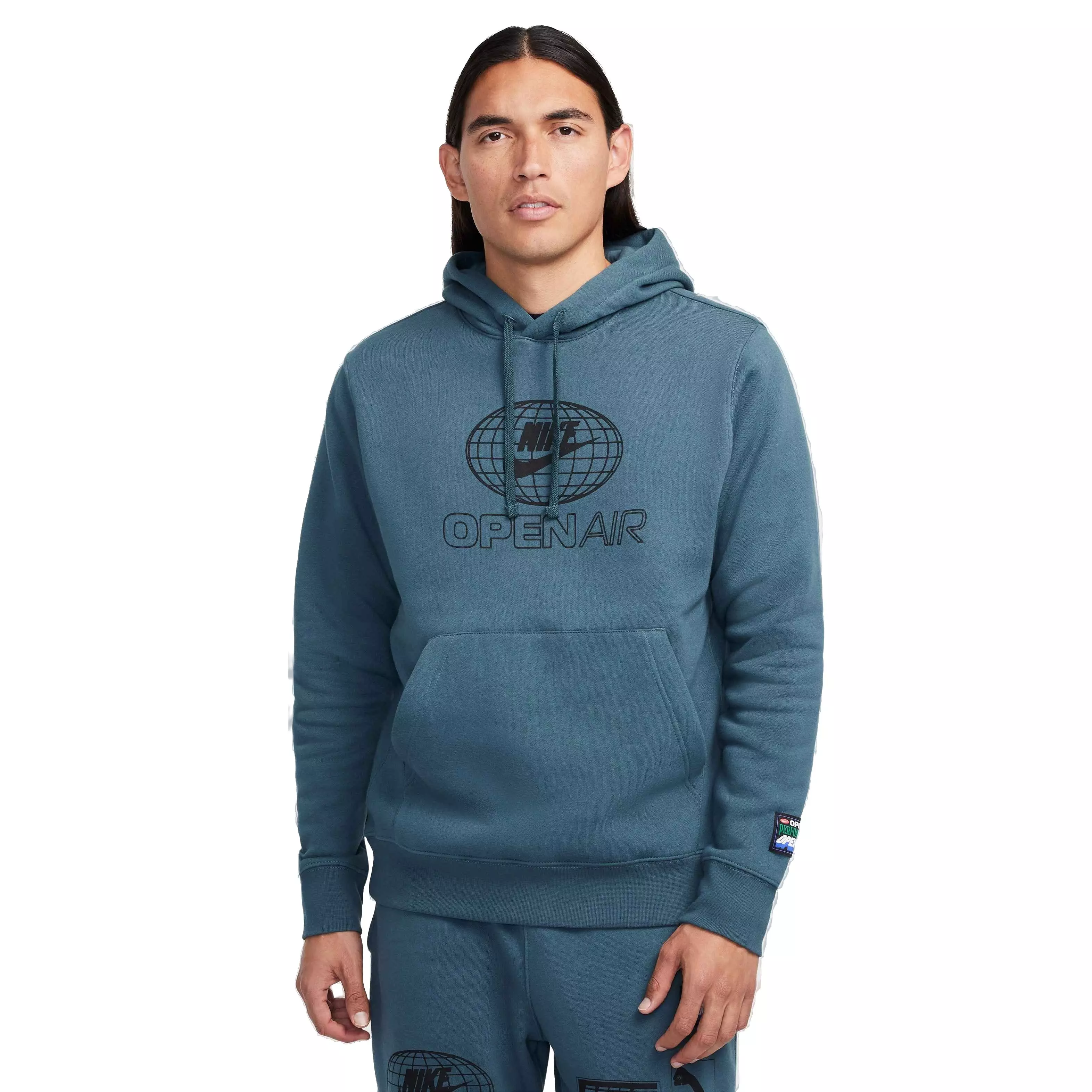 Nike Men's Sportswear Pullover Club BB Open Air Fleece Hoodie -Green - GREEN