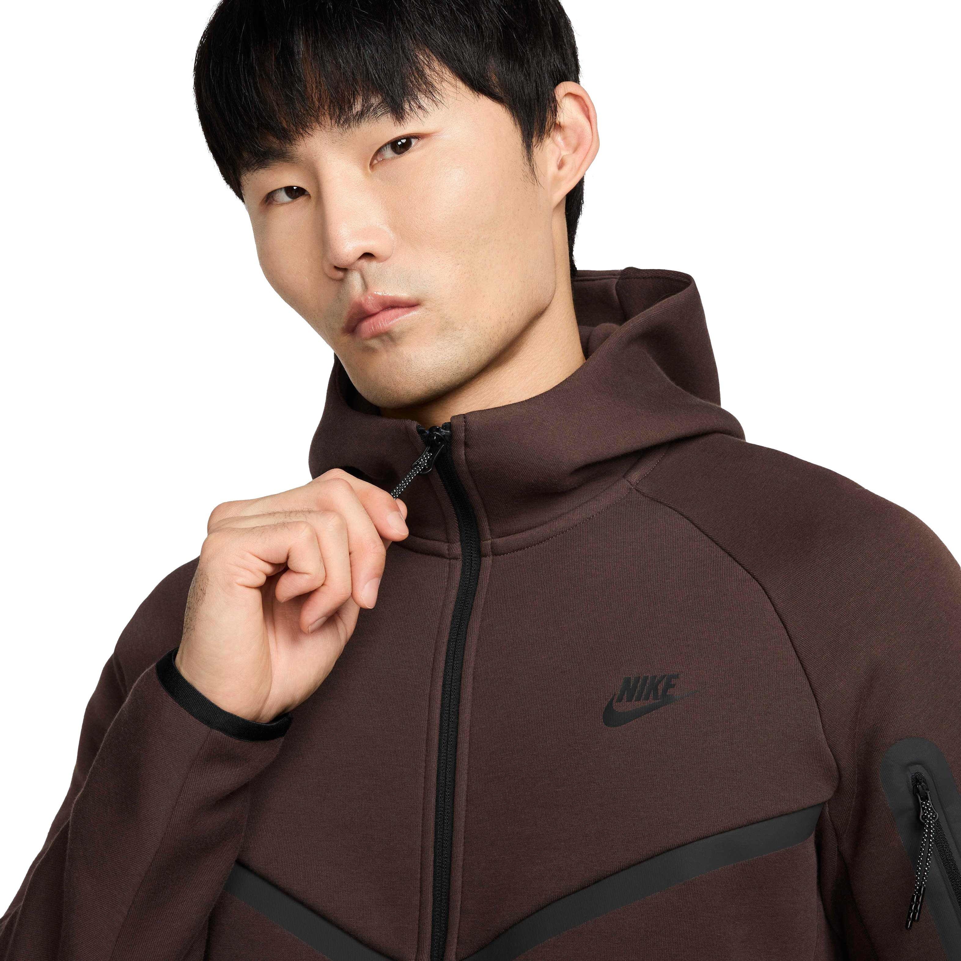 Nike Men's Tech Windrunner Fleece Full-Zip Jacket - BROWN Thumbnail View 3