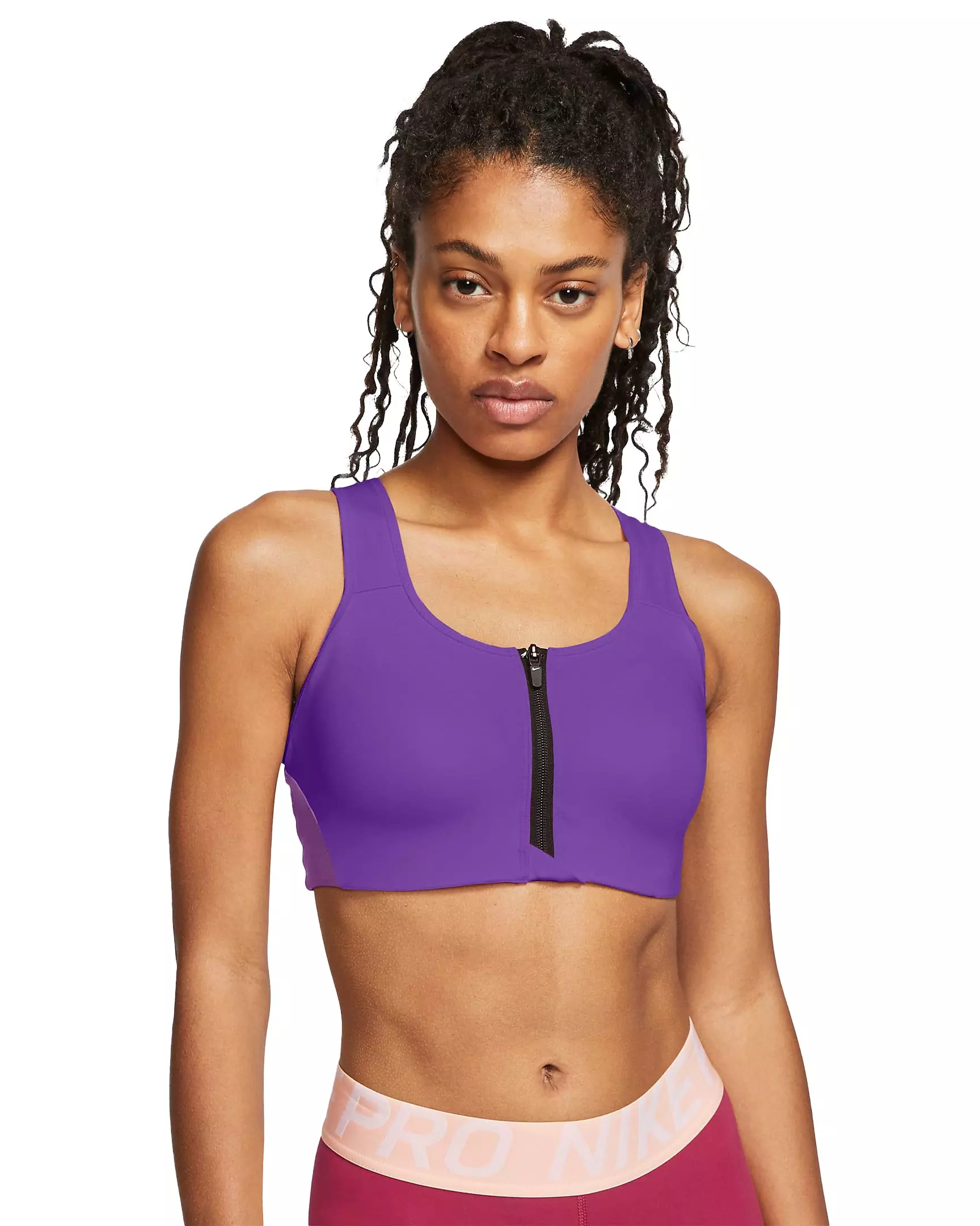 Nike Women's Dri-FIT Shape High-Support Padded Front-Zip Sports Bra -  Purple - Hibbett