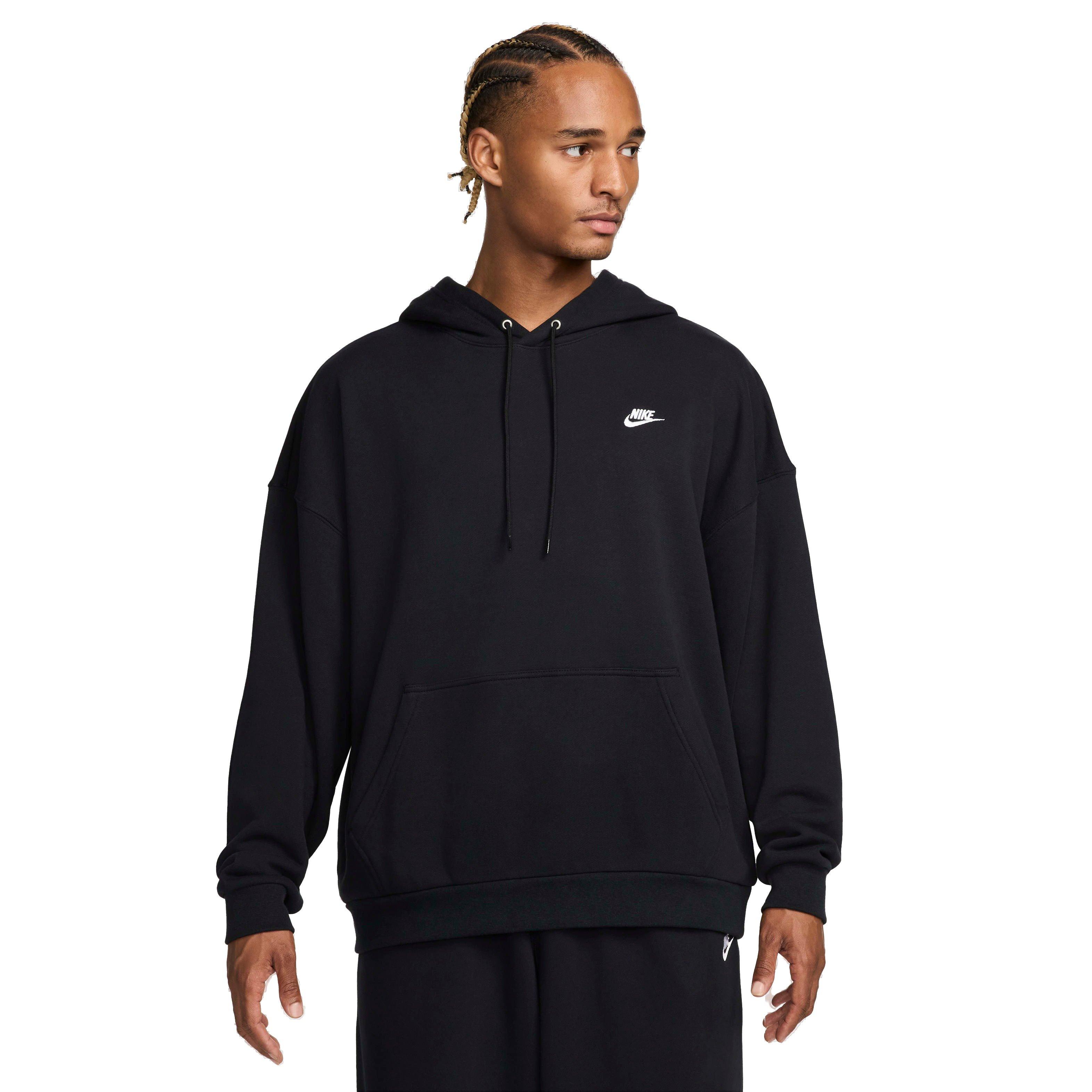 Nike Men's Club Fleece Oversized French Terry Pullover Hoodie - Black - BLACK Thumbnail View 1