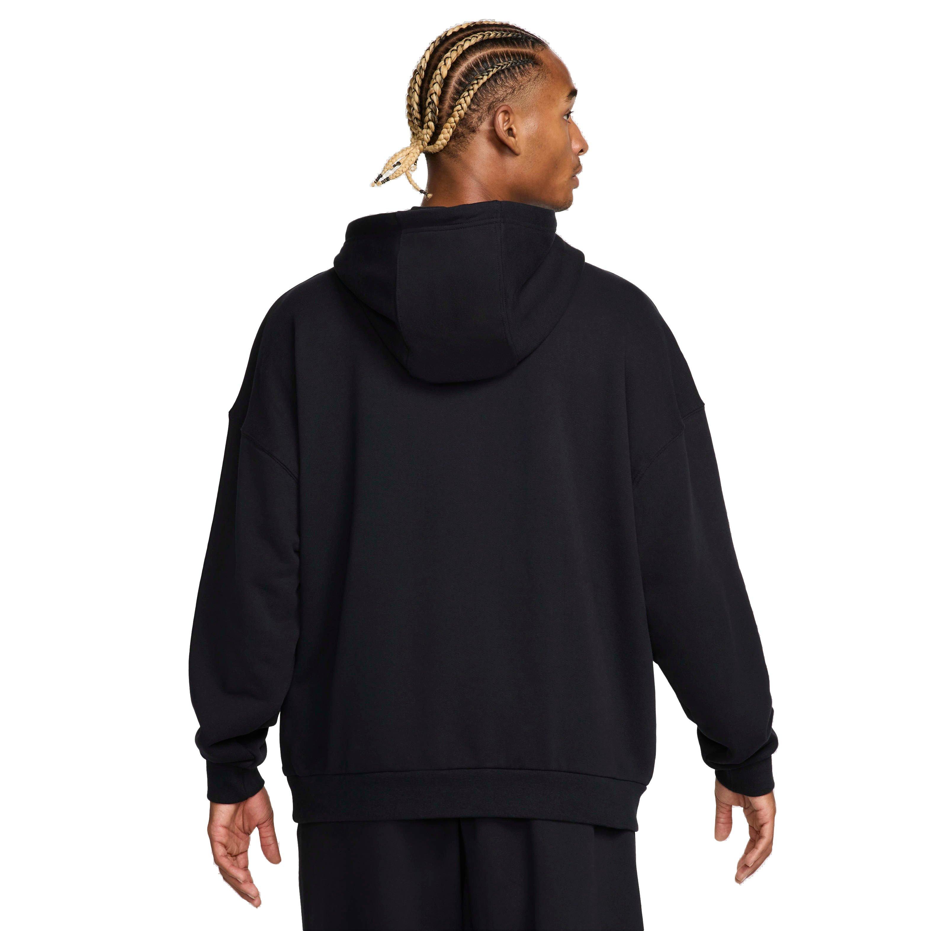 Nike Men's Club Fleece Oversized French Terry Pullover Hoodie - Black - BLACK Thumbnail View 2