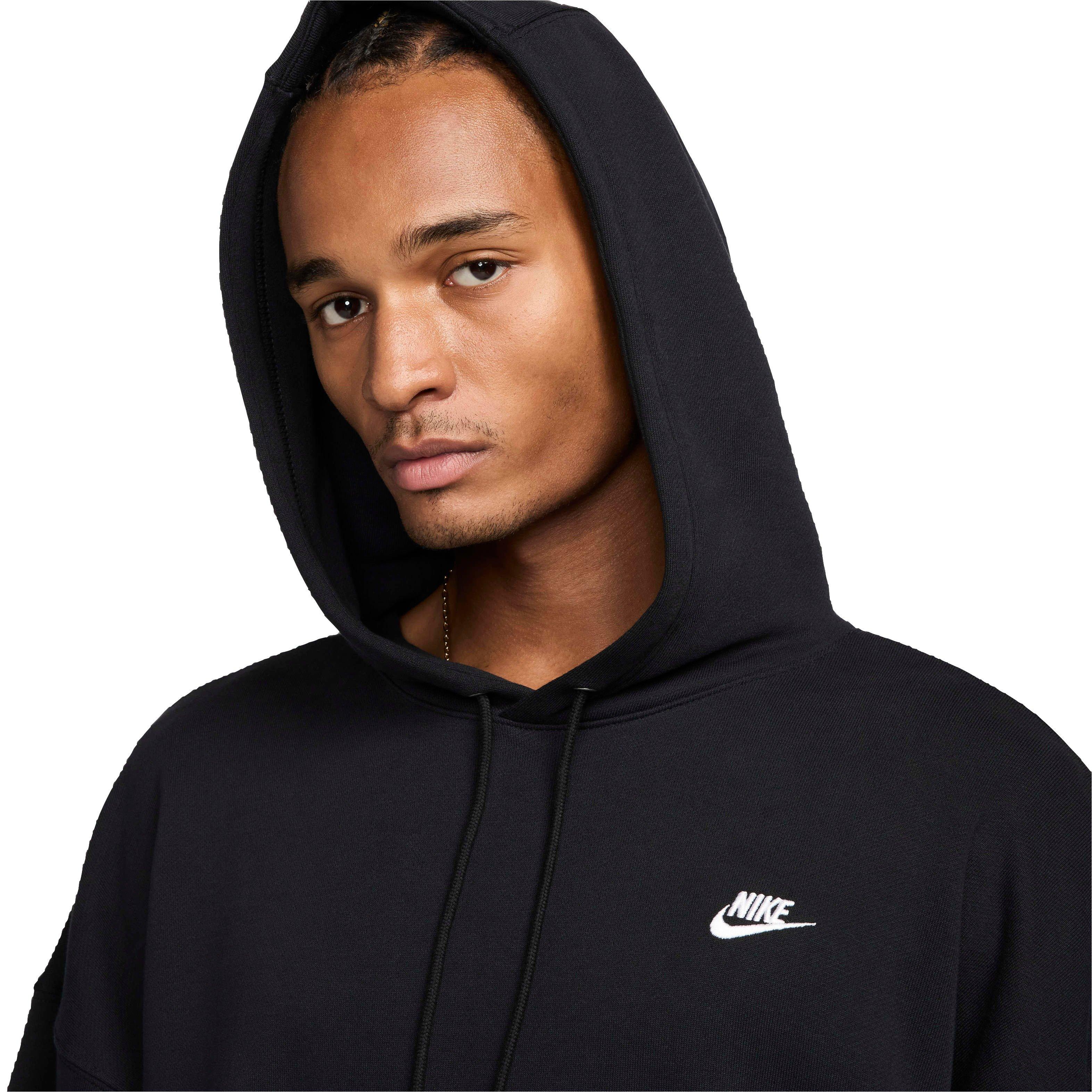 Nike Men's Club Fleece Oversized French Terry Pullover Hoodie - Black - BLACK Thumbnail View 3