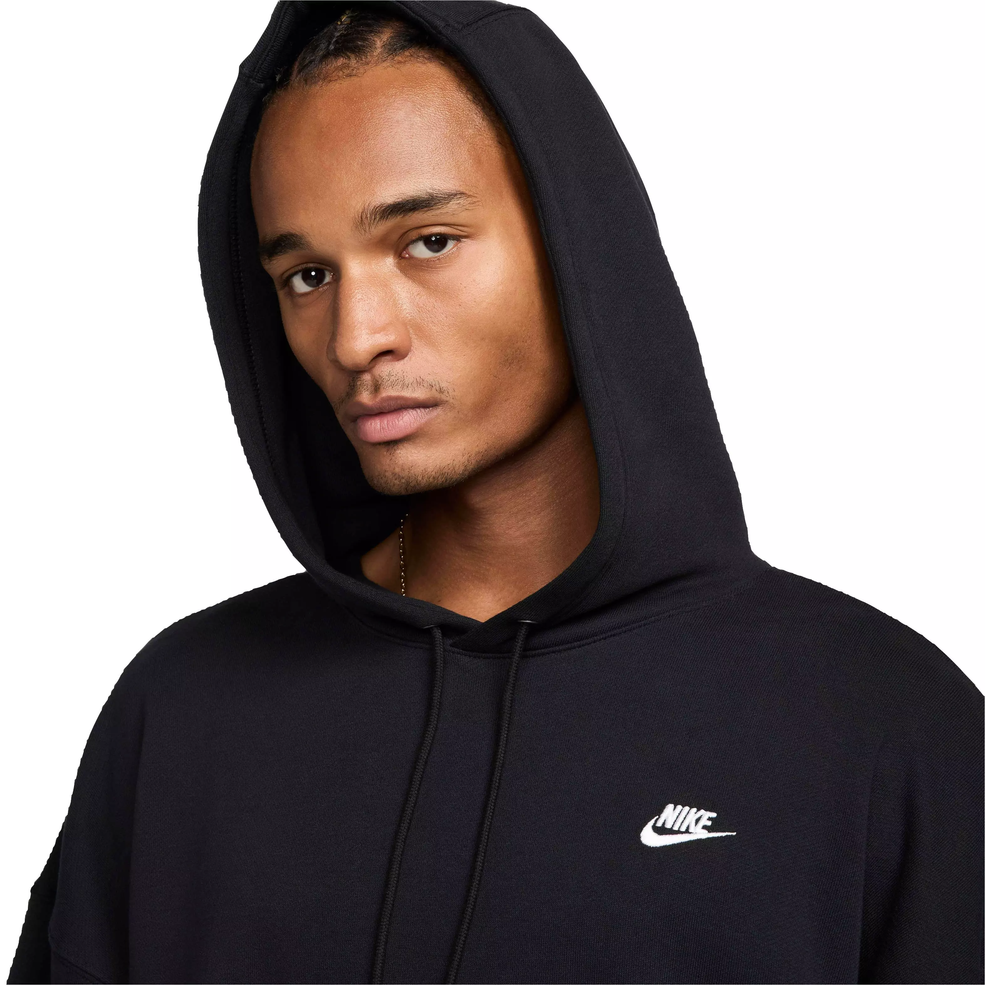 Nike Men's Club Fleece Oversized French Terry Pullover Hoodie - Black - BLACK