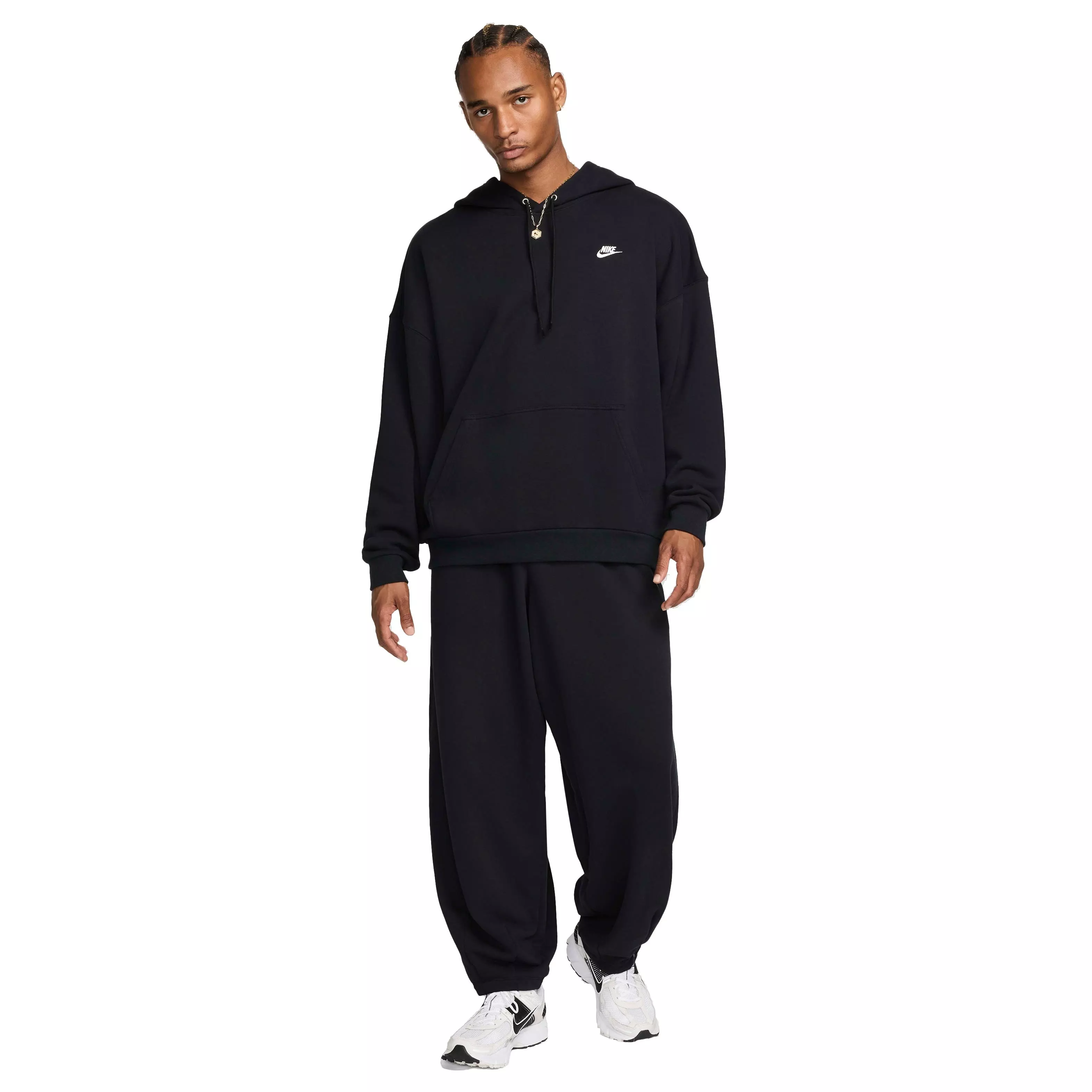 Nike Men's Club Fleece Oversized French Terry Pullover Hoodie - Black - BLACK