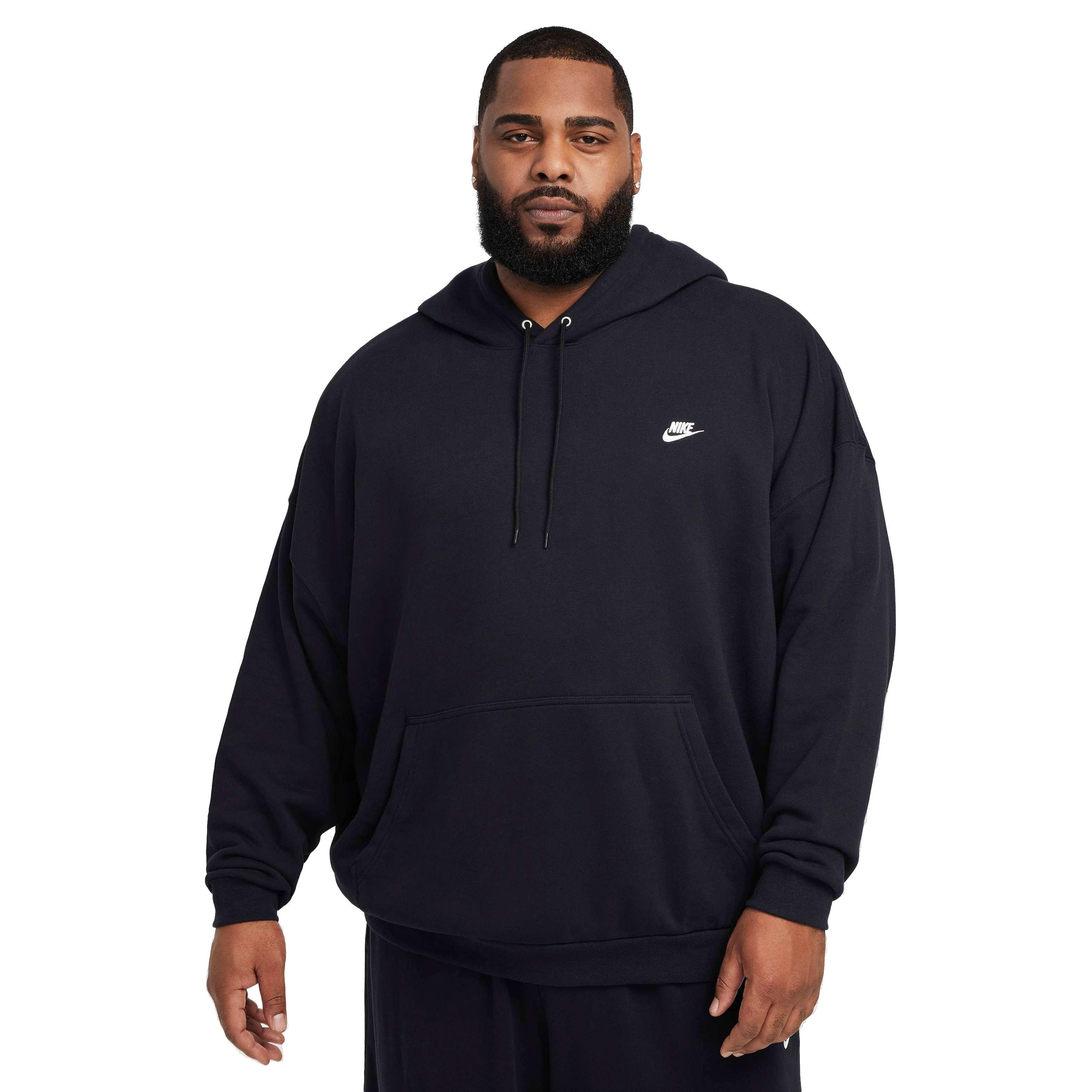 Nike Club Fleece Men's Oversized Embroidered Hoodie - Black