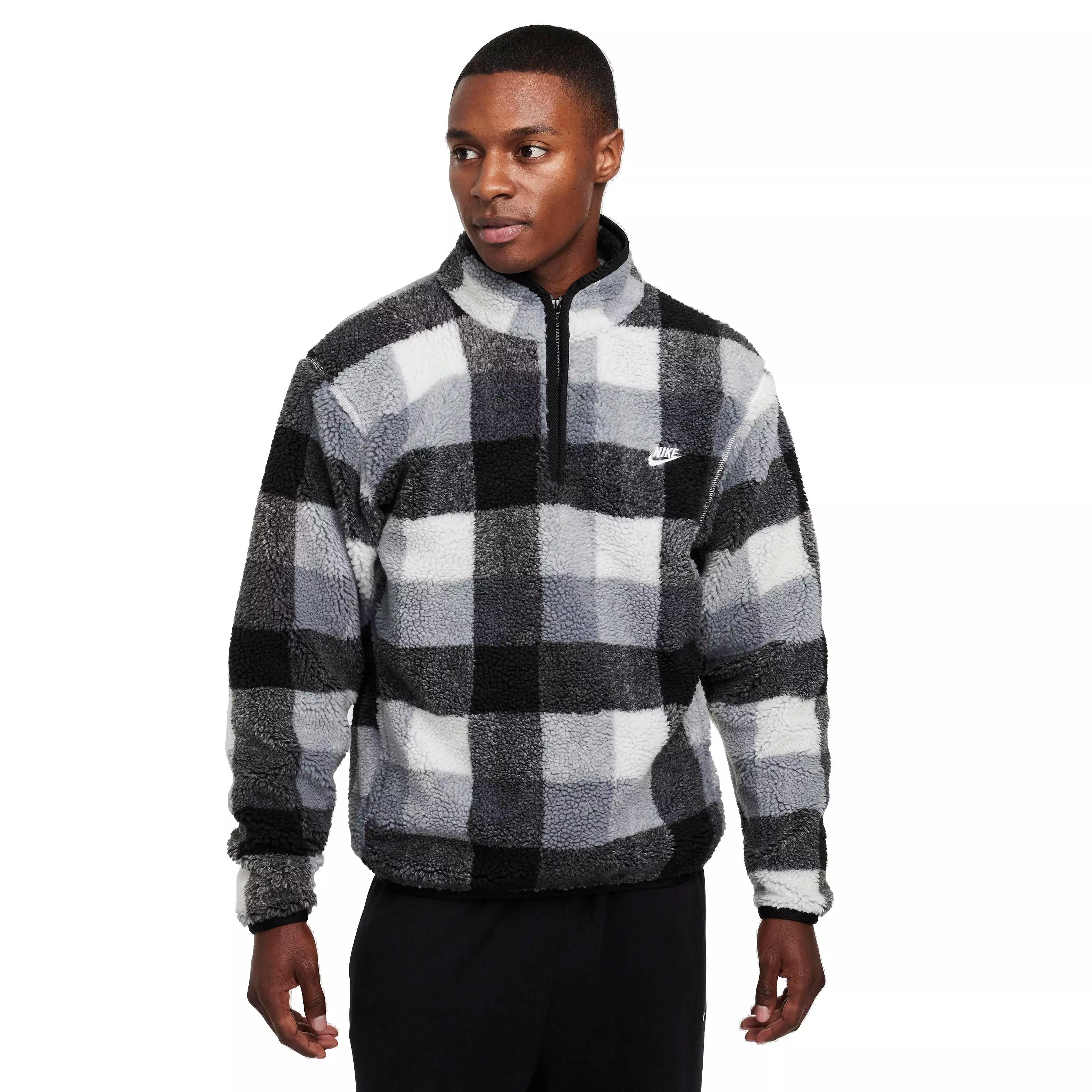 Nike Men's Club Winterized Half-Zip Pullover - BLACK/WHITE
