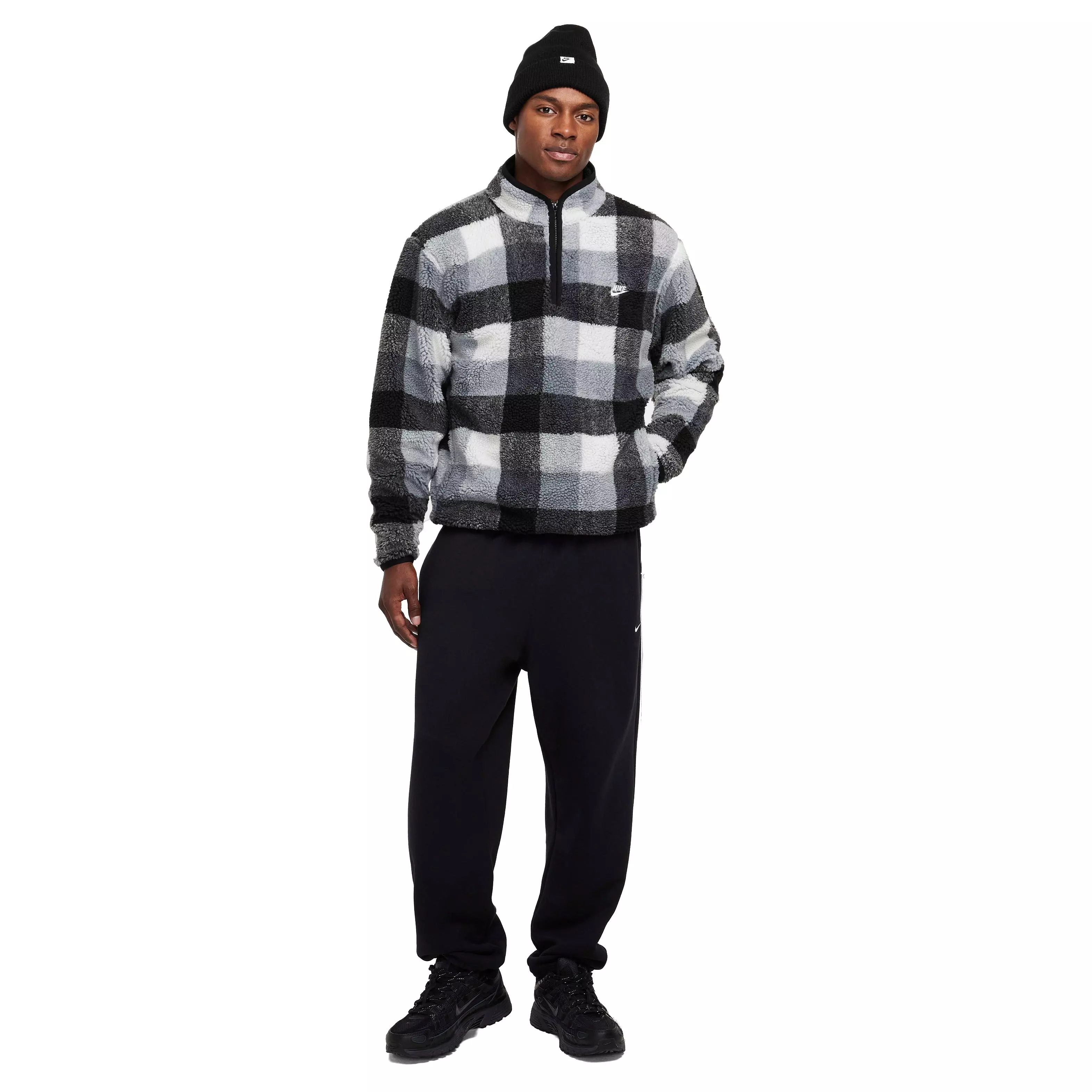 Nike Men's Club Winterized Half-Zip Pullover - BLACK/WHITE