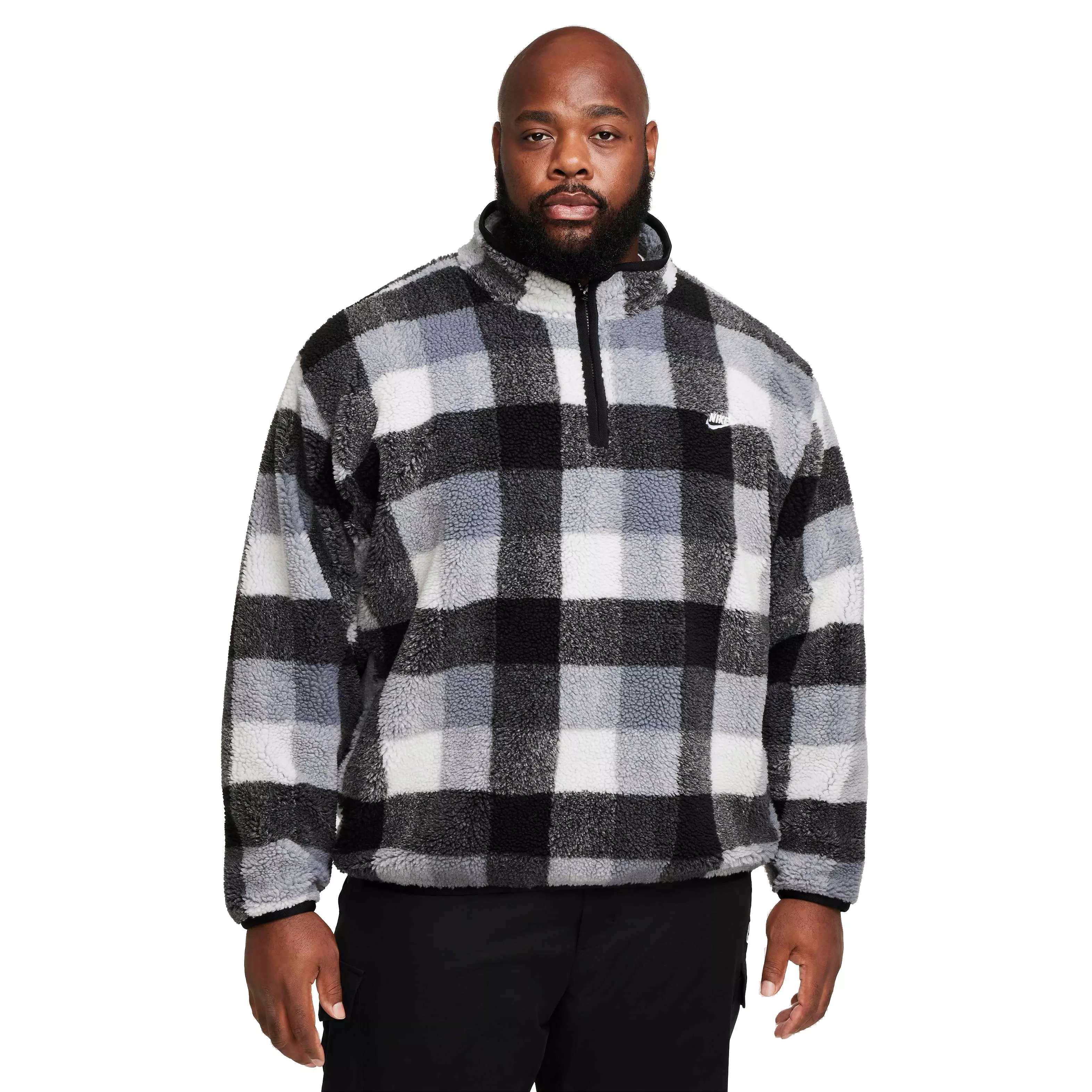 Nike Men's Club Winterized Half-Zip Pullover - BLACK/WHITE