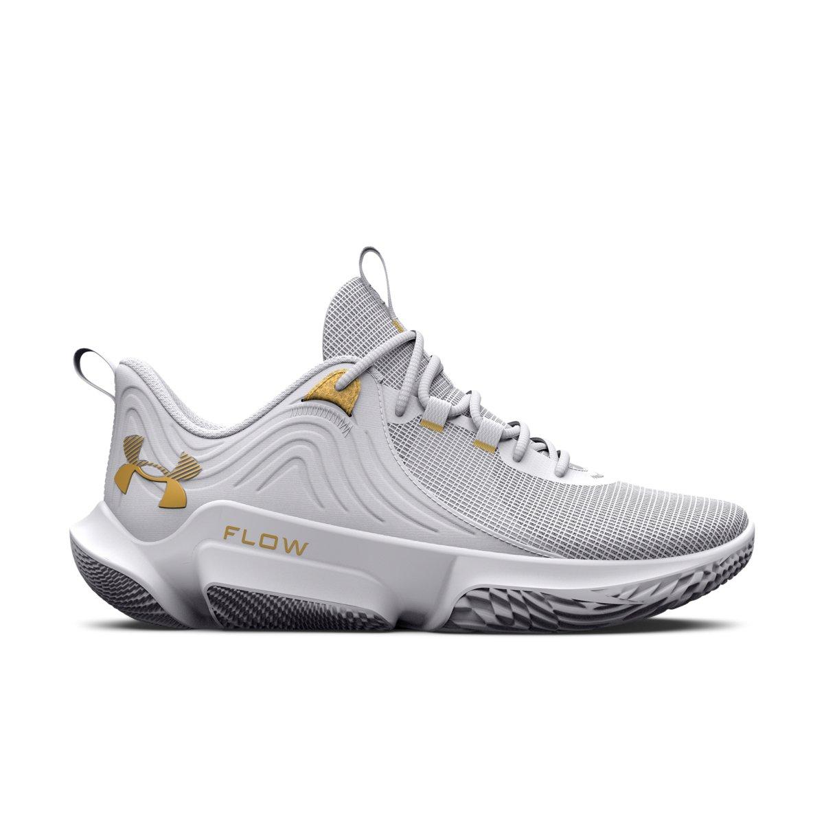 Under Armour Flow FUTR X 2 "White/Metallic Gold" Unisex Basketball Shoe - BLACK/ANTIFREEZE Thumbnail View 1