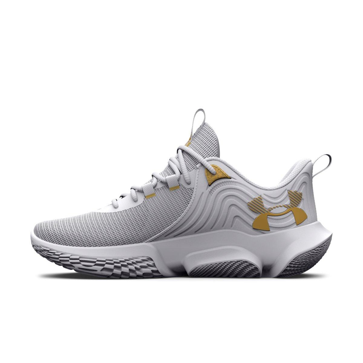 Under Armour Flow FUTR X 2 "White/Metallic Gold" Unisex Basketball Shoe - BLACK/ANTIFREEZE Thumbnail View 2