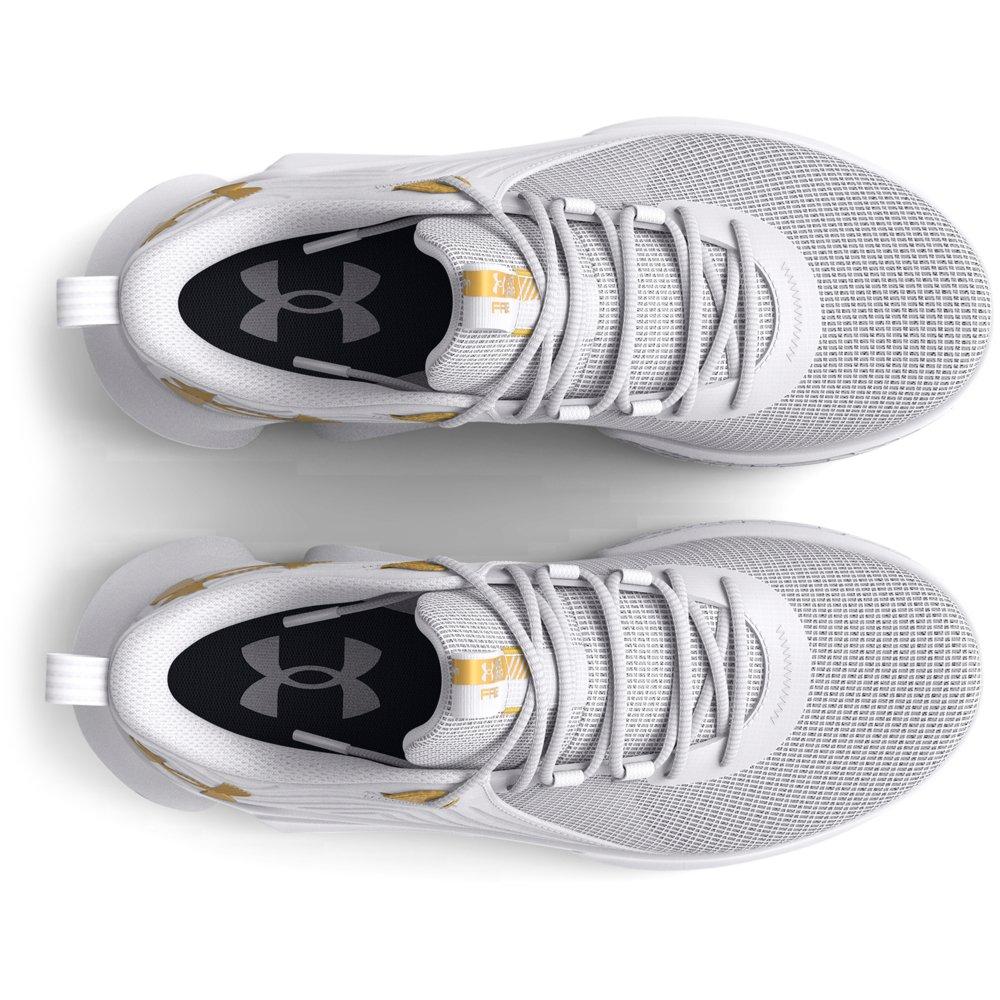 Under Armour Flow FUTR X 2 "White/Metallic Gold" Unisex Basketball Shoe - BLACK/ANTIFREEZE Thumbnail View 3