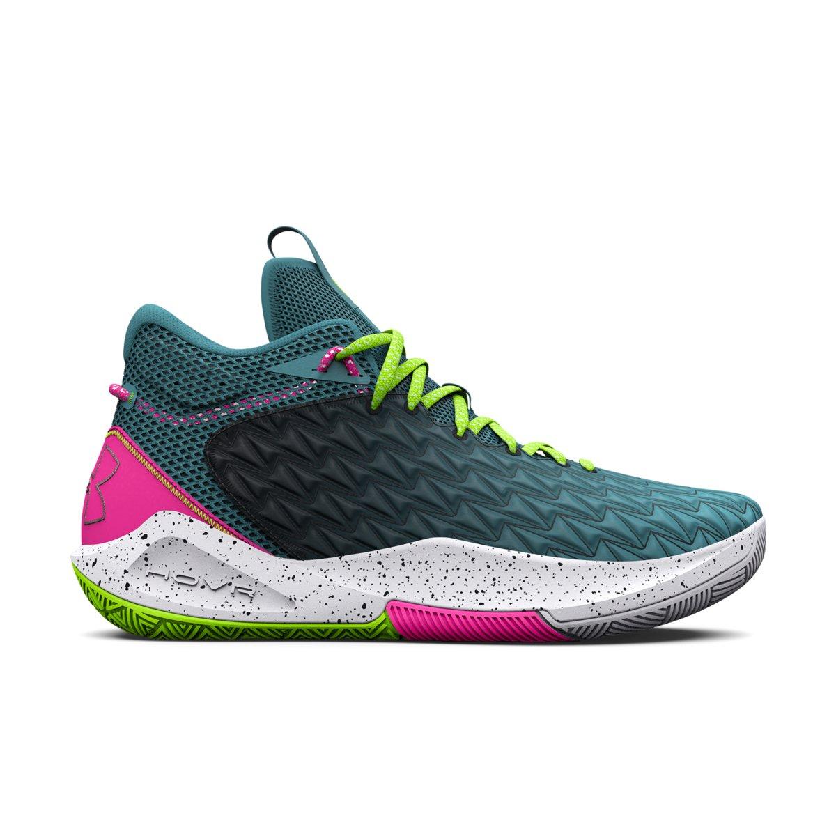 Under Armour HOVR Havoc 5 Clone "Aqua Foam/Lime Surge/Black" Unisex Basketball Shoe - AQUA/LIME/BLACK Thumbnail View 1