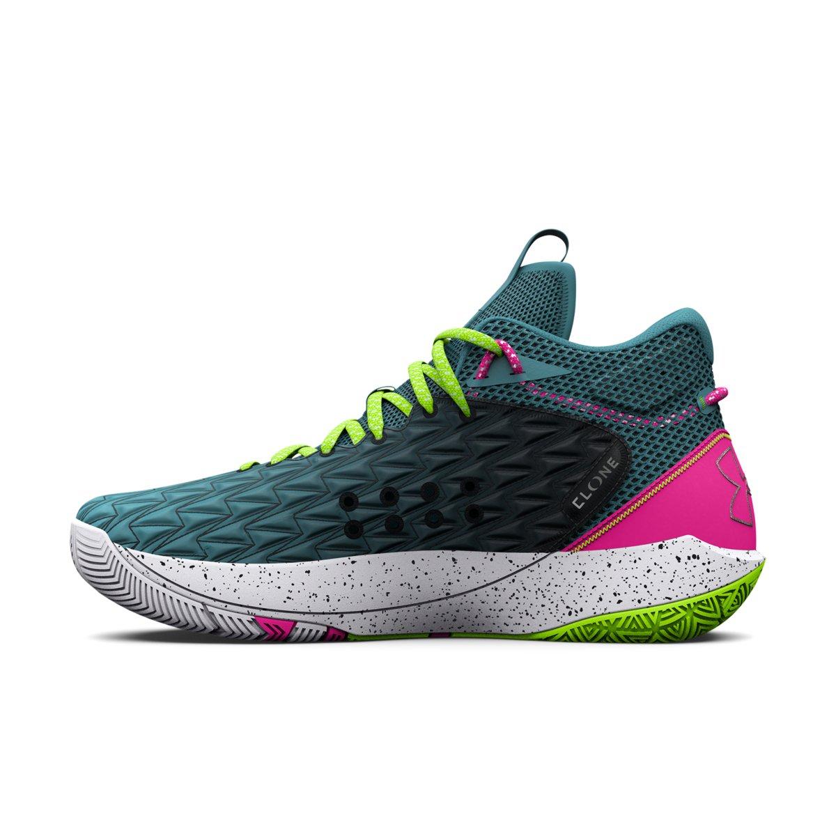 Under Armour HOVR Havoc 5 Clone "Aqua Foam/Lime Surge/Black" Unisex Basketball Shoe - AQUA/LIME/BLACK Thumbnail View 2
