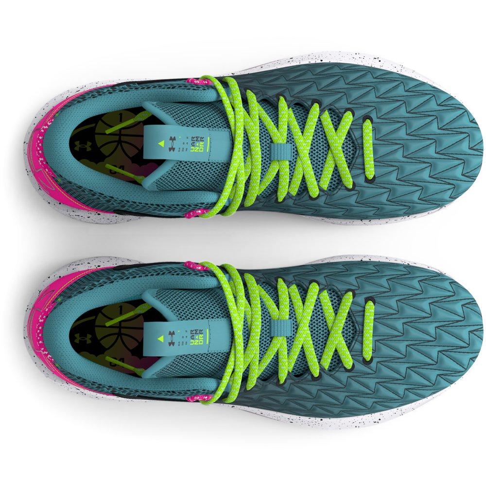 Under Armour HOVR Havoc 5 Clone "Aqua Foam/Lime Surge/Black" Unisex Basketball Shoe - AQUA/LIME/BLACK Thumbnail View 3