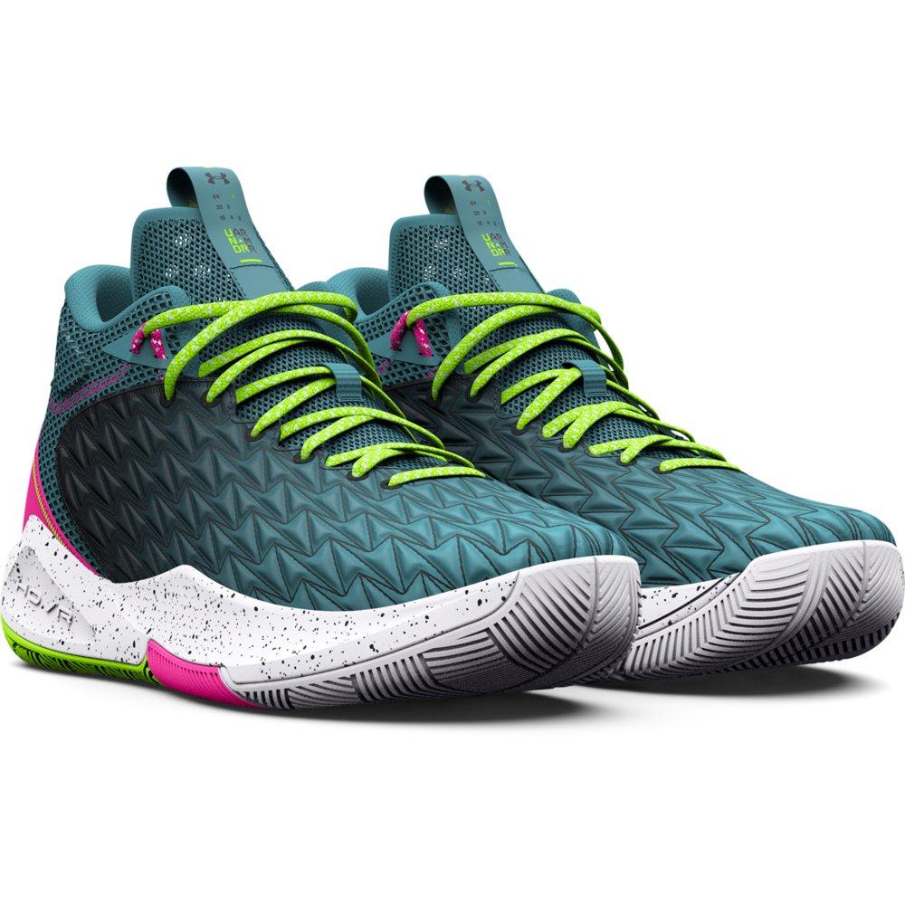 Under Armour HOVR Havoc 5 Clone "Aqua Foam/Lime Surge/Black" Unisex Basketball Shoe - AQUA/LIME/BLACK Thumbnail View 5