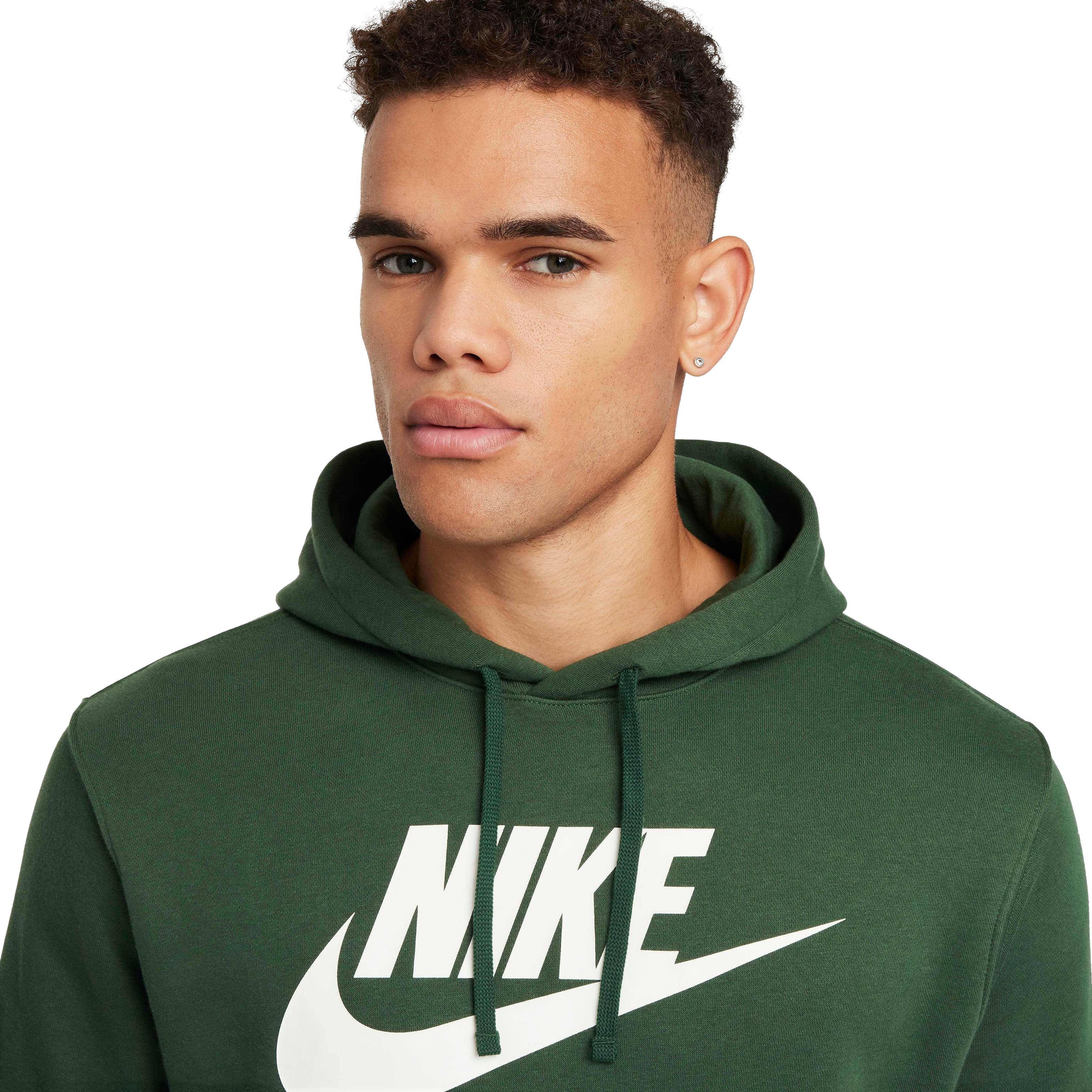 Nike Men's Sportswear Club Fleece Graphic Pullover Hoodie - GREEN Thumbnail View 3