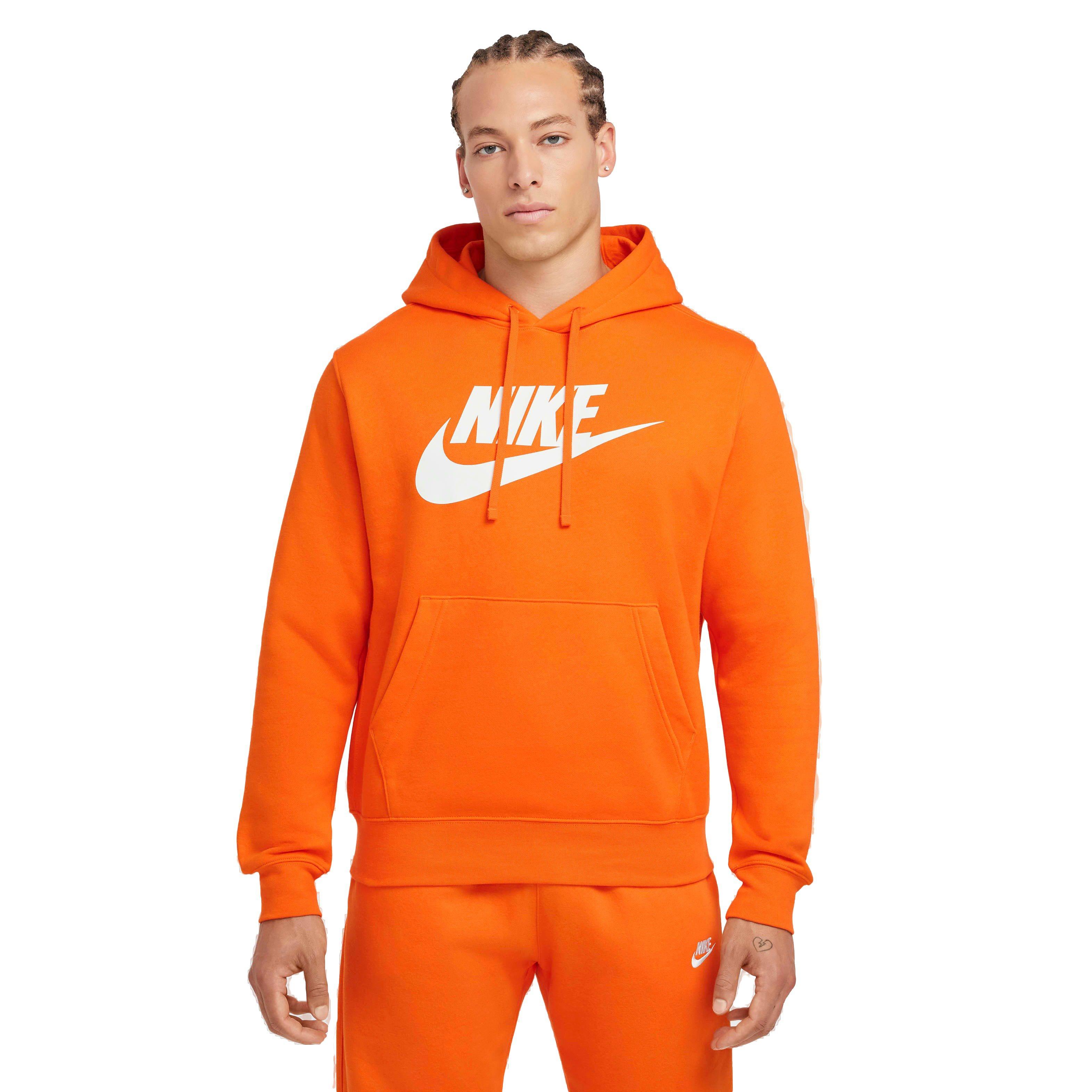 Nike Men's Sportswear Club Fleece Graphic Pullover Hoodie - ORANGE Thumbnail View 1