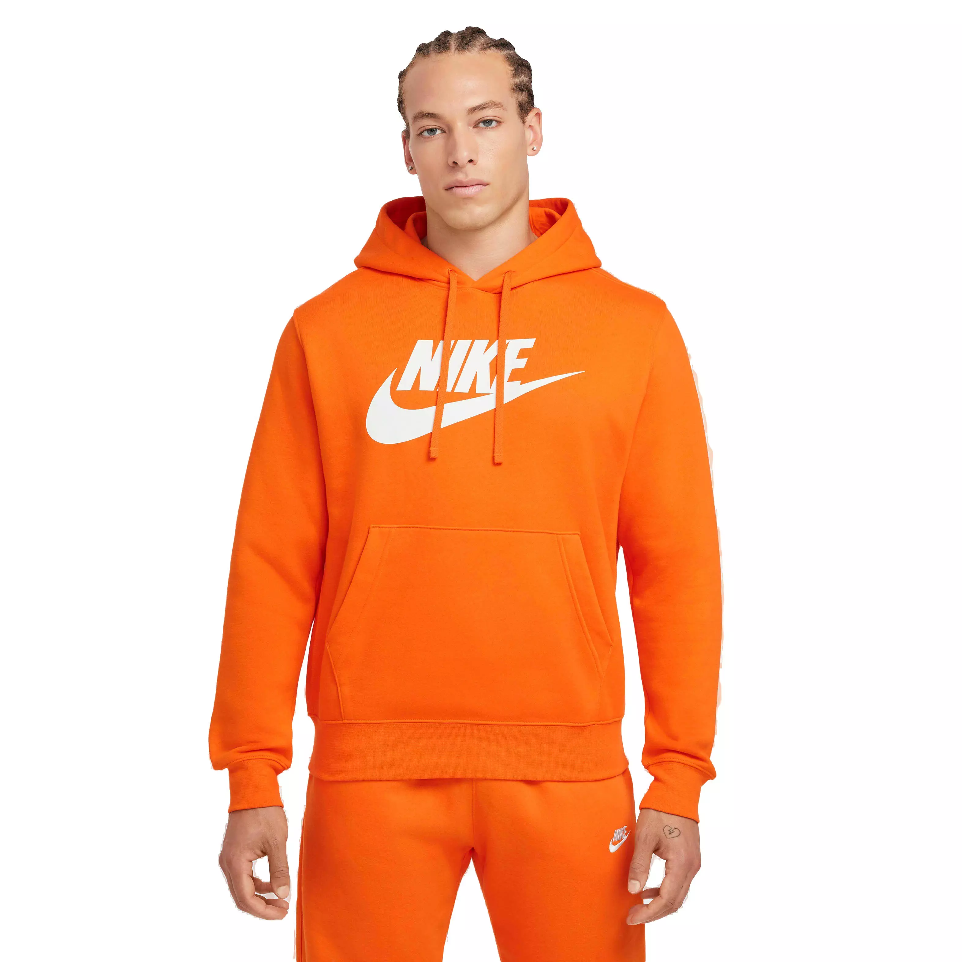 Nike Men's Sportswear Club Fleece Graphic Pullover Hoodie - ORANGE