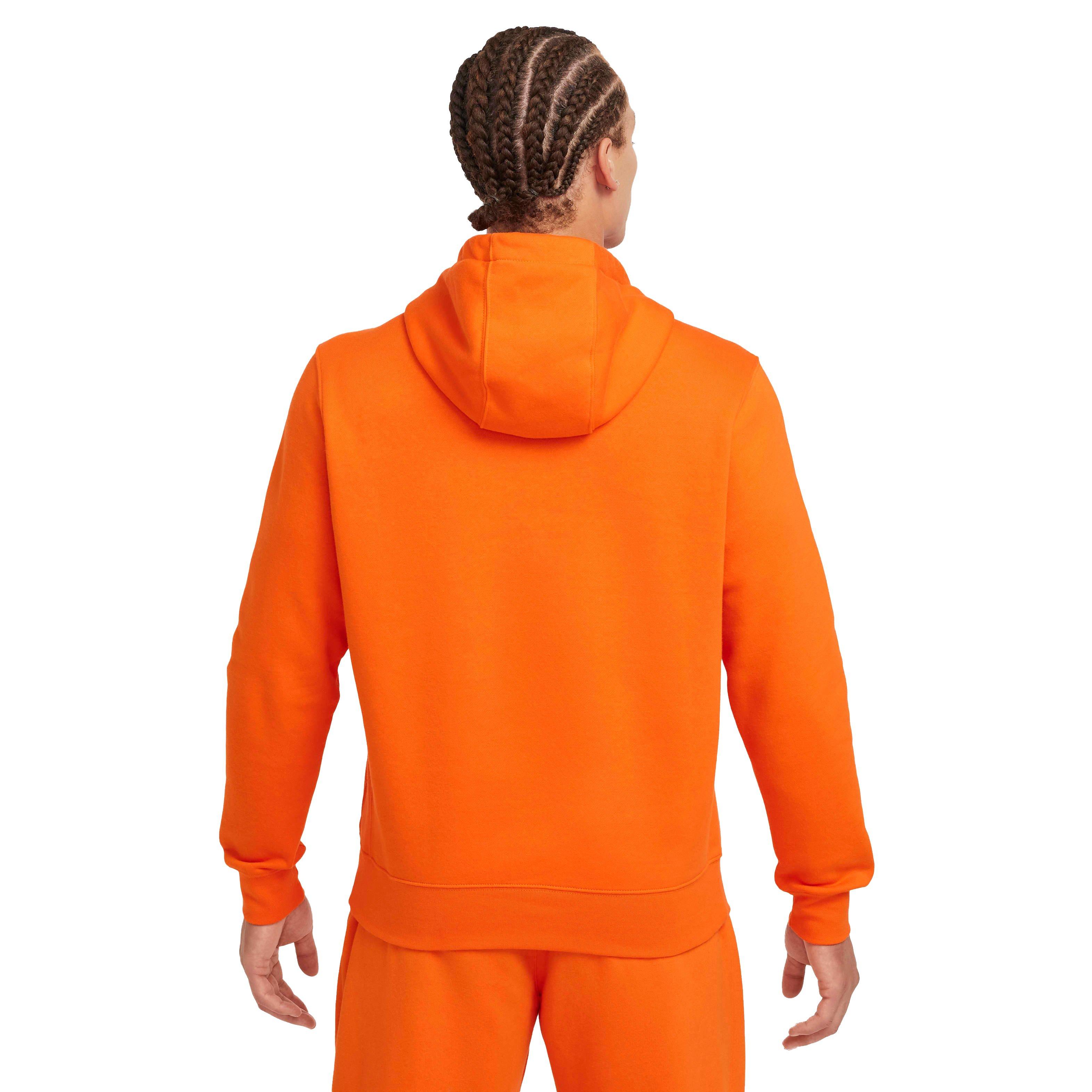 Nike Men's Sportswear Club Fleece Graphic Pullover Hoodie - ORANGE Thumbnail View 2
