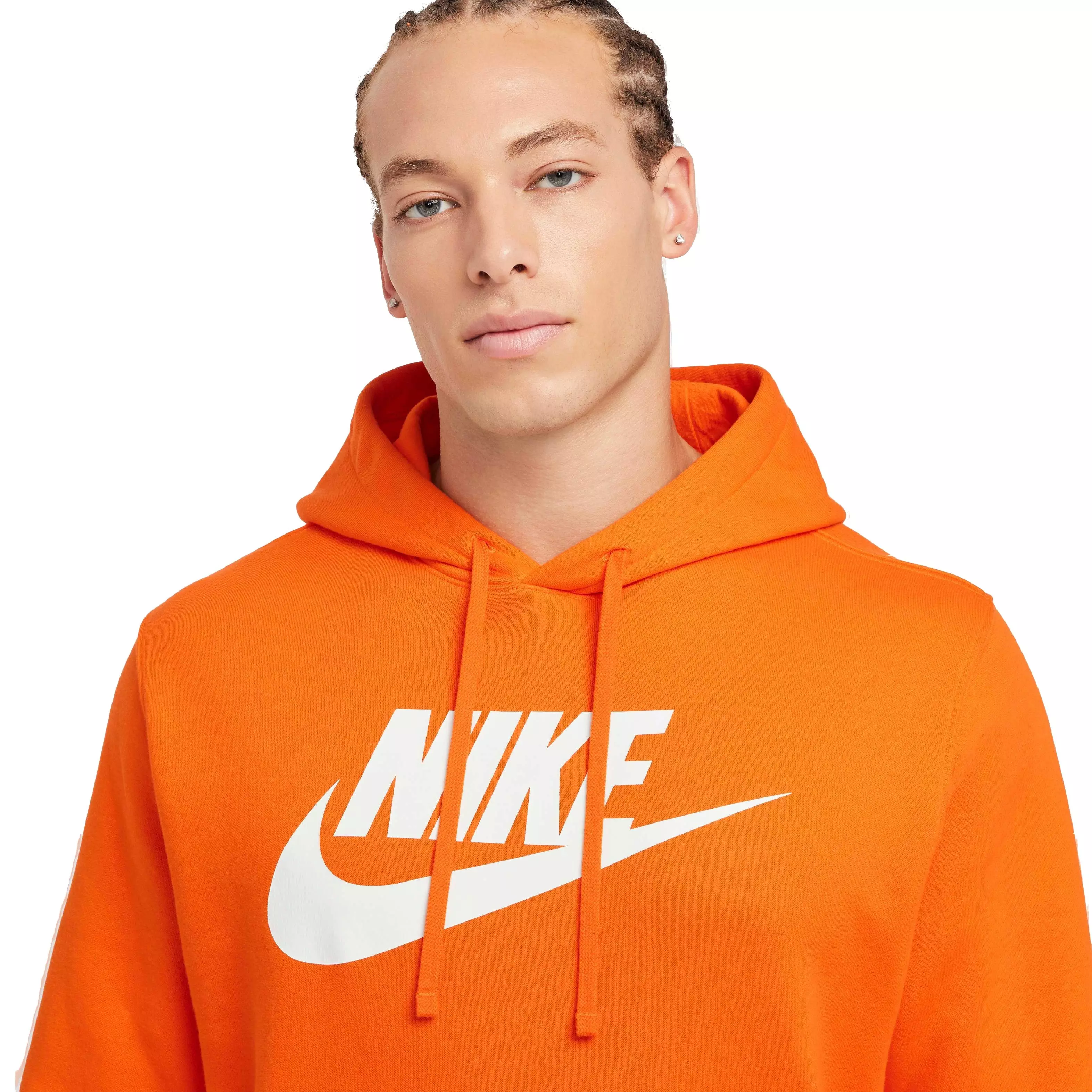 Nike Men's Sportswear Club Fleece Graphic Pullover Hoodie - ORANGE