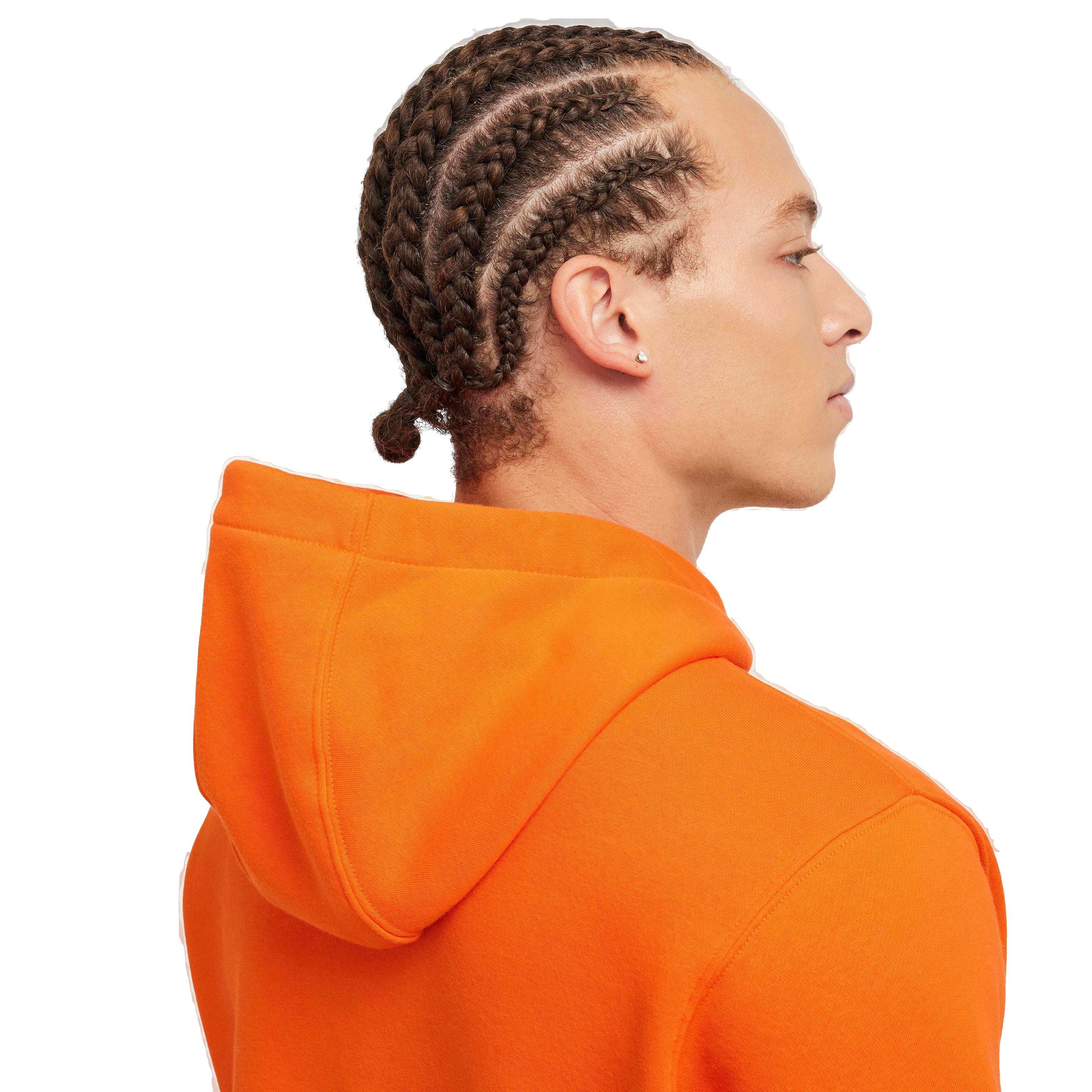 Nike Men's Sportswear Club Fleece Graphic Pullover Hoodie - ORANGE Thumbnail View 6