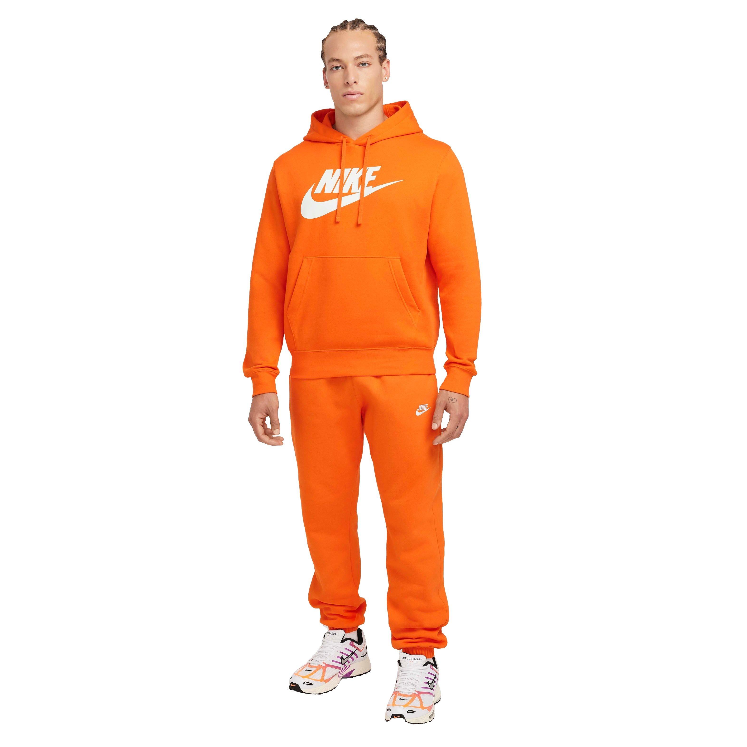 Nike Men's Sportswear Club Fleece Graphic Pullover Hoodie - ORANGE Thumbnail View 7