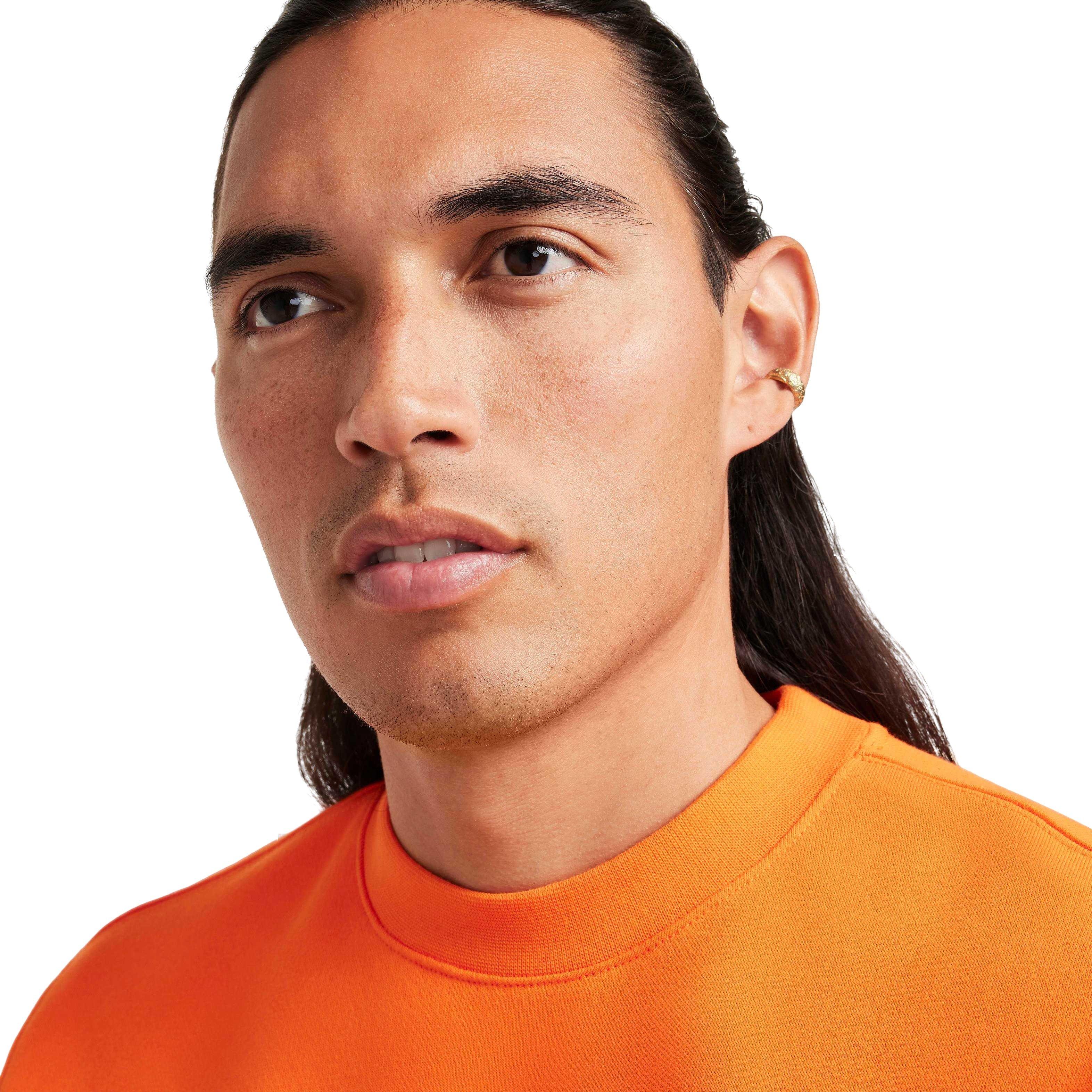 Nike Men's Sportswear Club Classic Fleece Crew - ORANGE Thumbnail View 3