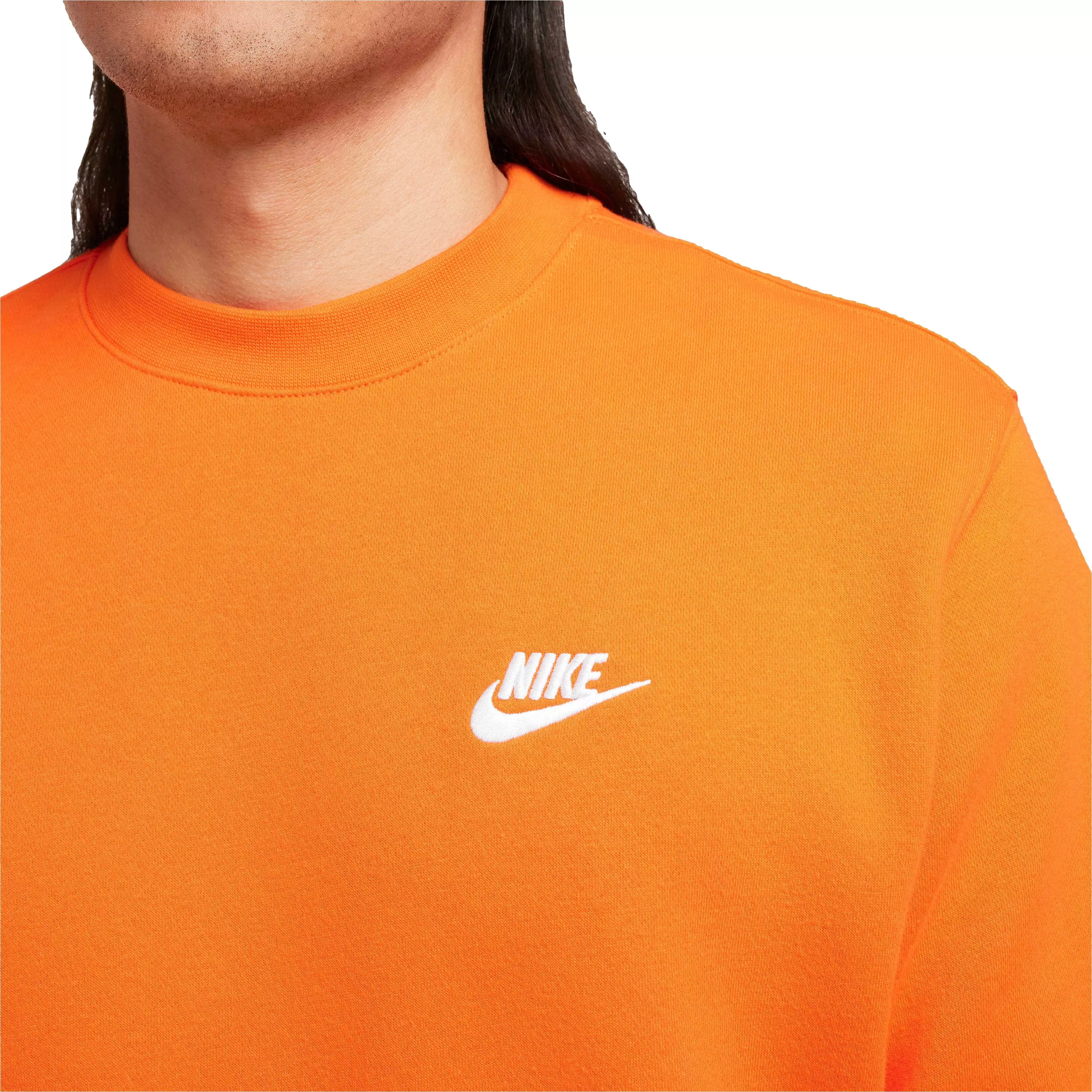 Nike Men's Sportswear Club Classic Fleece Crew - ORANGE