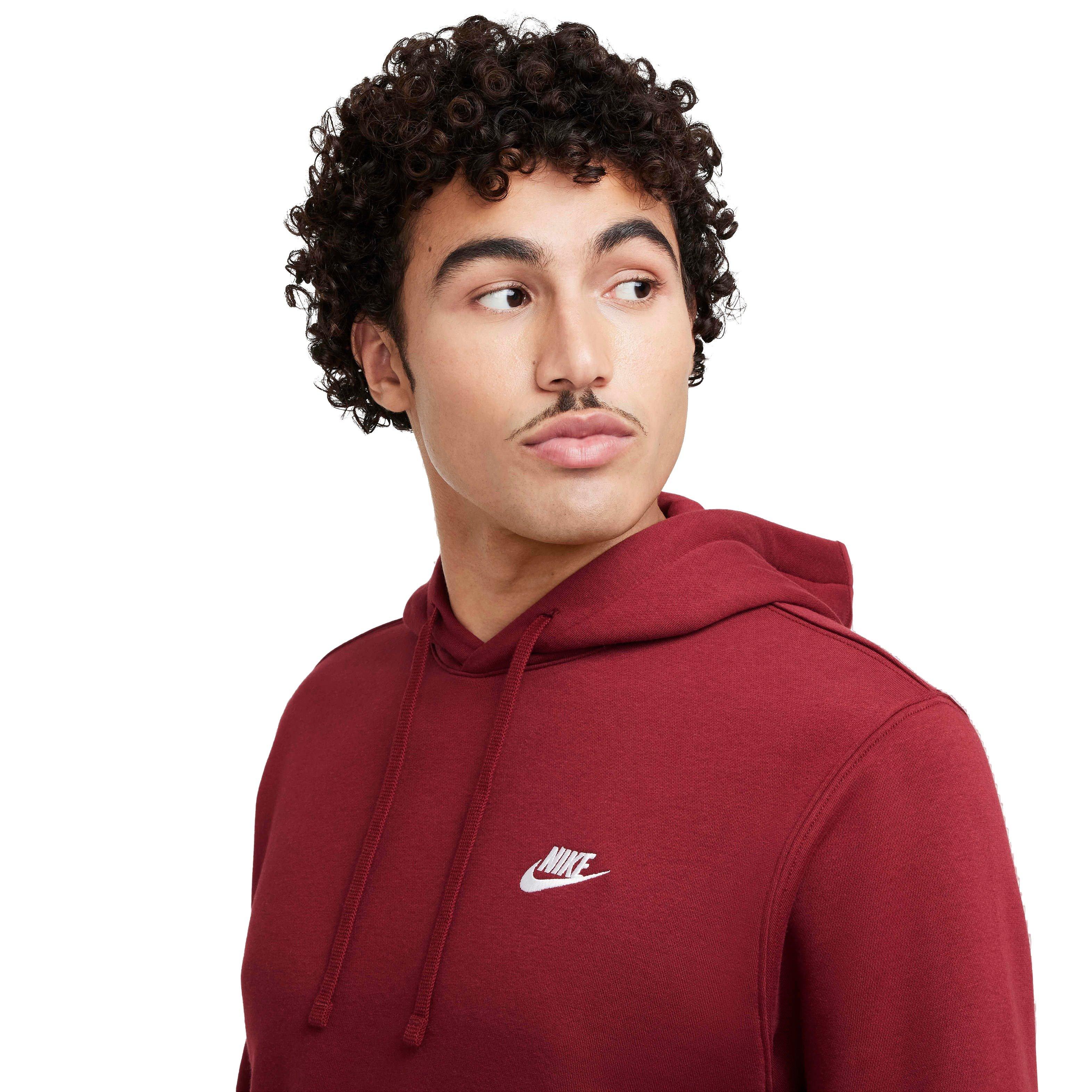 Nike Men's Sportswear Club Fleece Pullover Hoodie - RED Thumbnail View 3