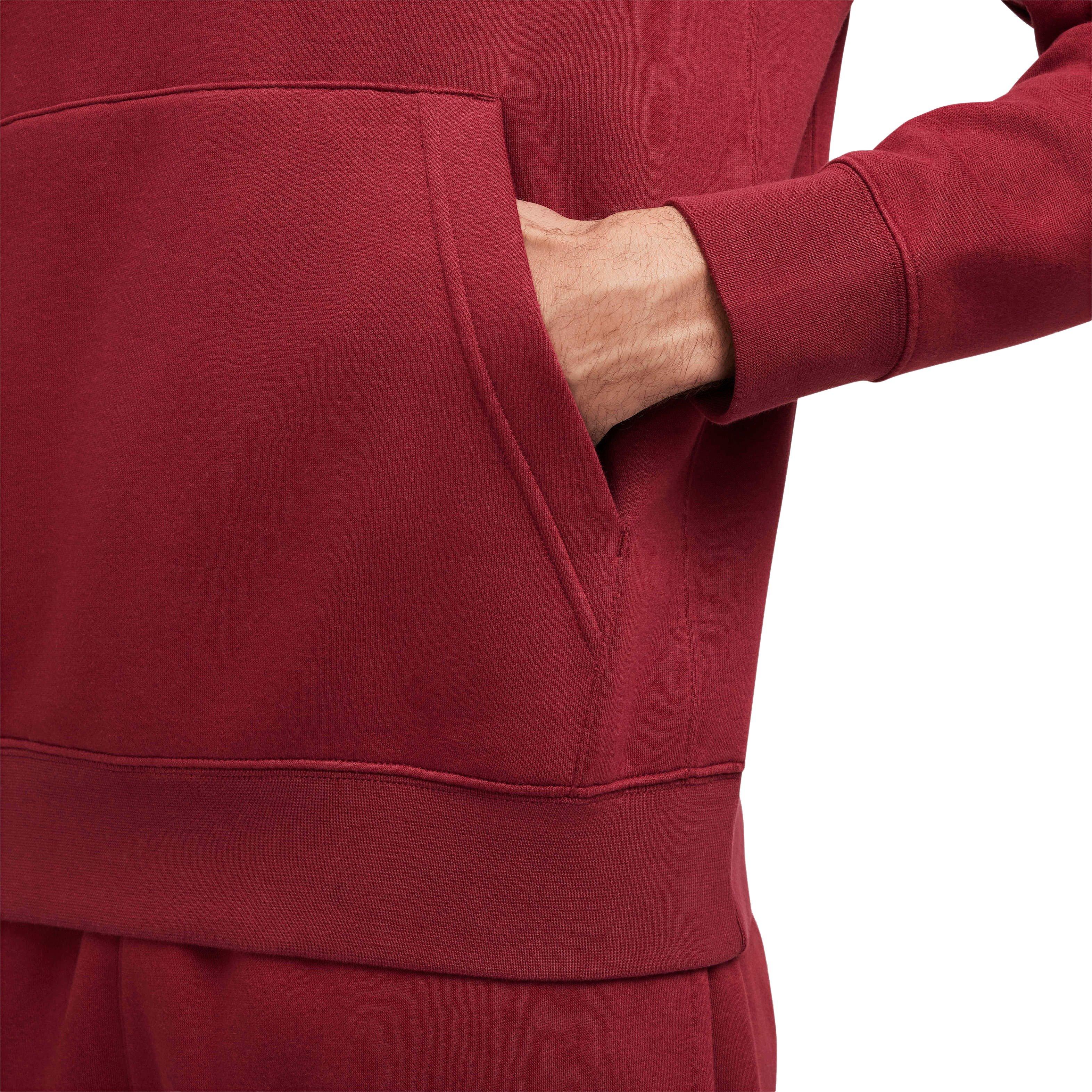 Nike Men's Sportswear Club Fleece Pullover Hoodie - RED Thumbnail View 5