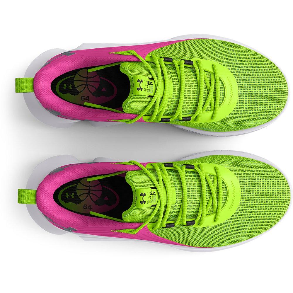 Under Armour Flow FUTR X 2 "Lime Surge/Rebel Pink" Unisex Basketball Shoe - LIME/PINK Thumbnail View 3