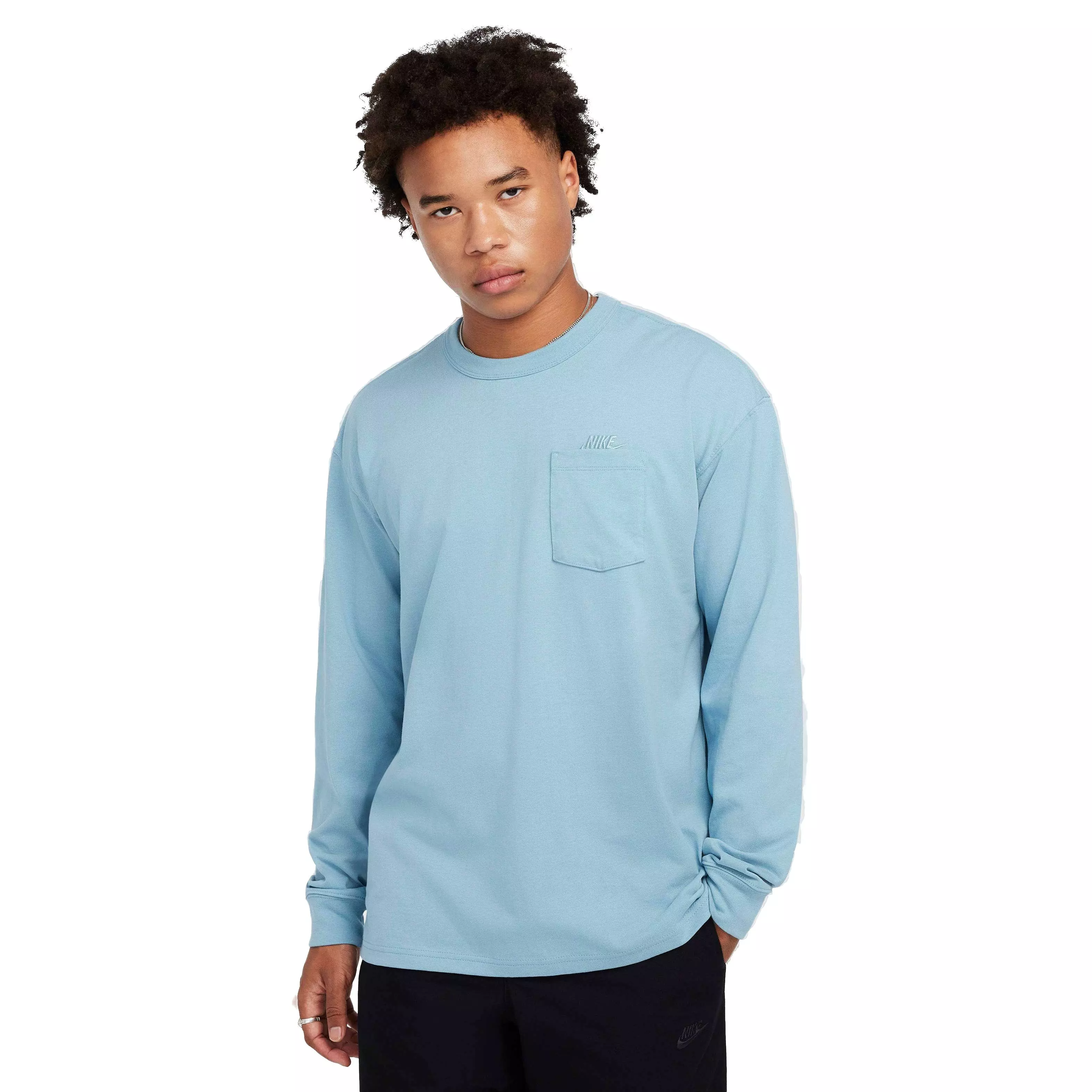 Nike Men's Sportswear Premium Essentials Long-Sleeve Pocket T-Shirt - TURQUOISE
