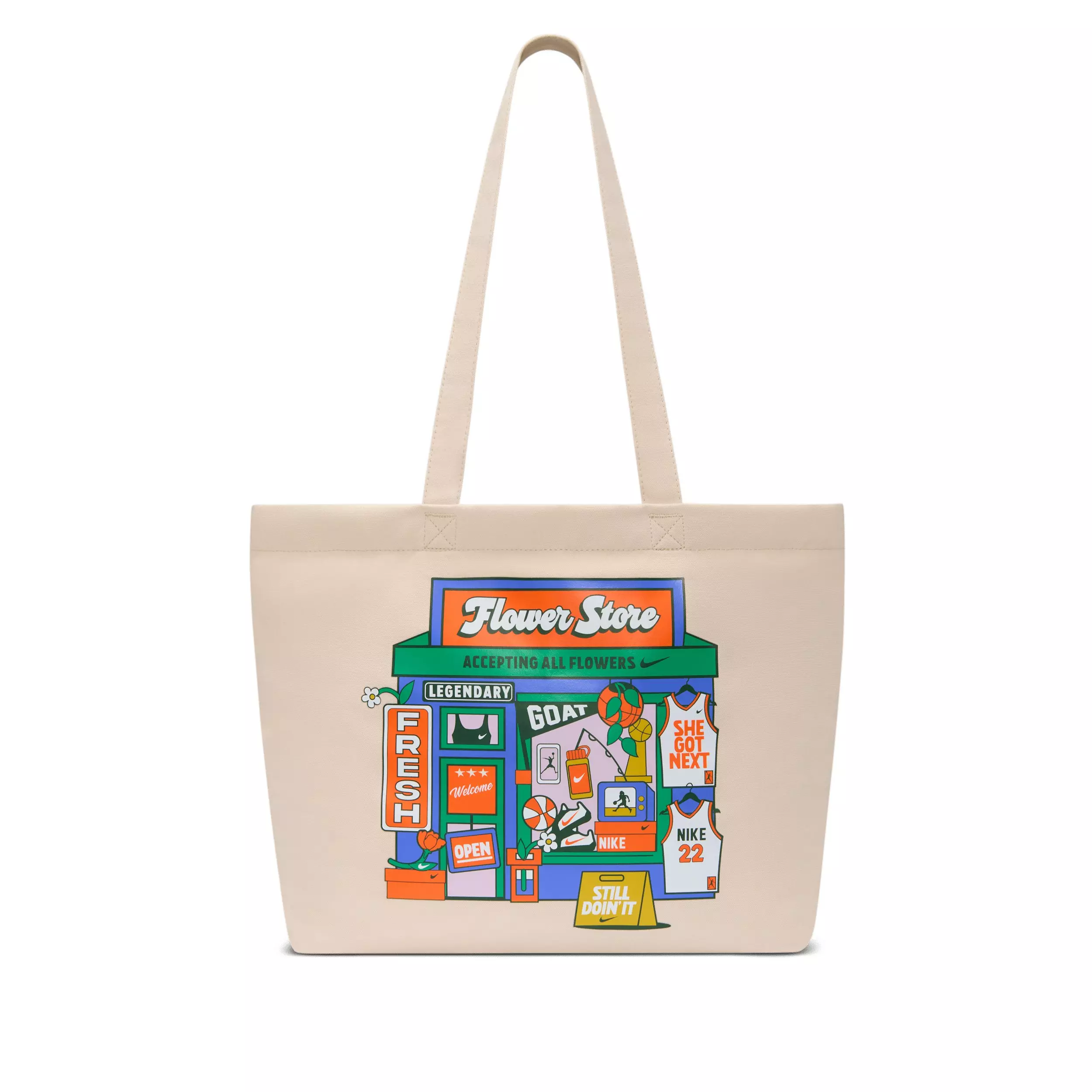 Nike Heritage Tee Graphic Tote - Oatmeal/Safety Orange/White - OATMEAL/ORANGE/WHITE
