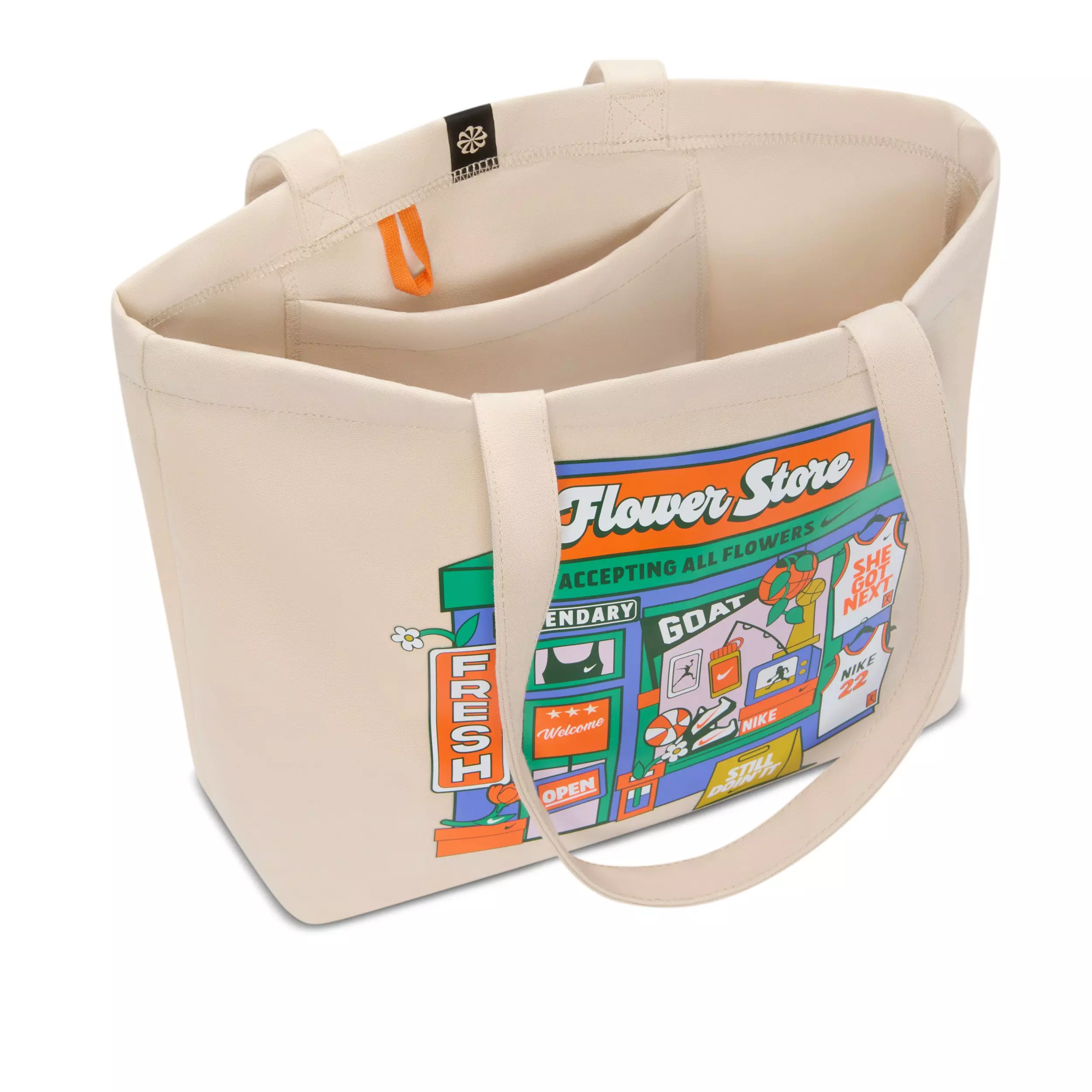 Nike Heritage Tee Graphic Tote - Oatmeal/Safety Orange/White - OATMEAL/ORANGE/WHITE