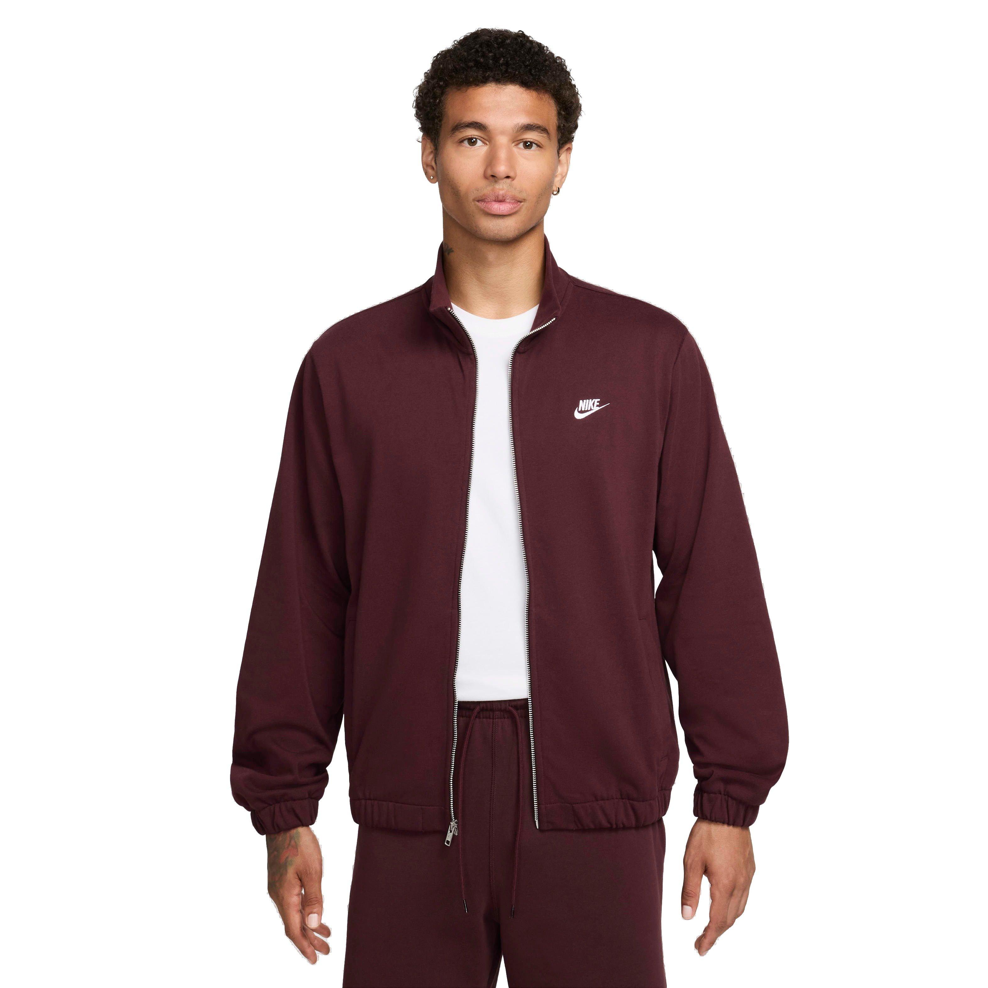 Nike Men's Club Knit Jacket - Maroon - MAROON Thumbnail View 1