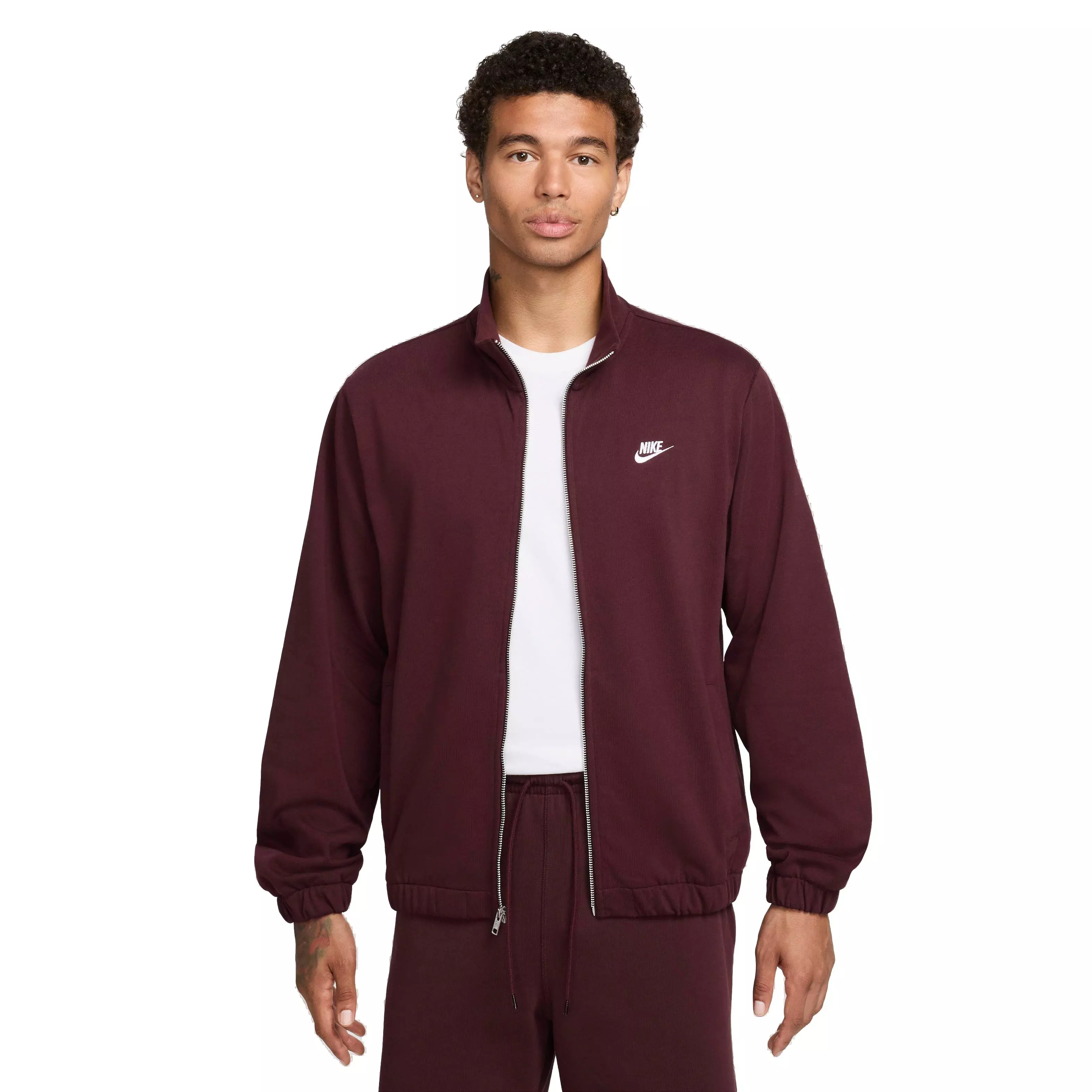 Nike Men's Club Knit Jacket - Maroon - MAROON