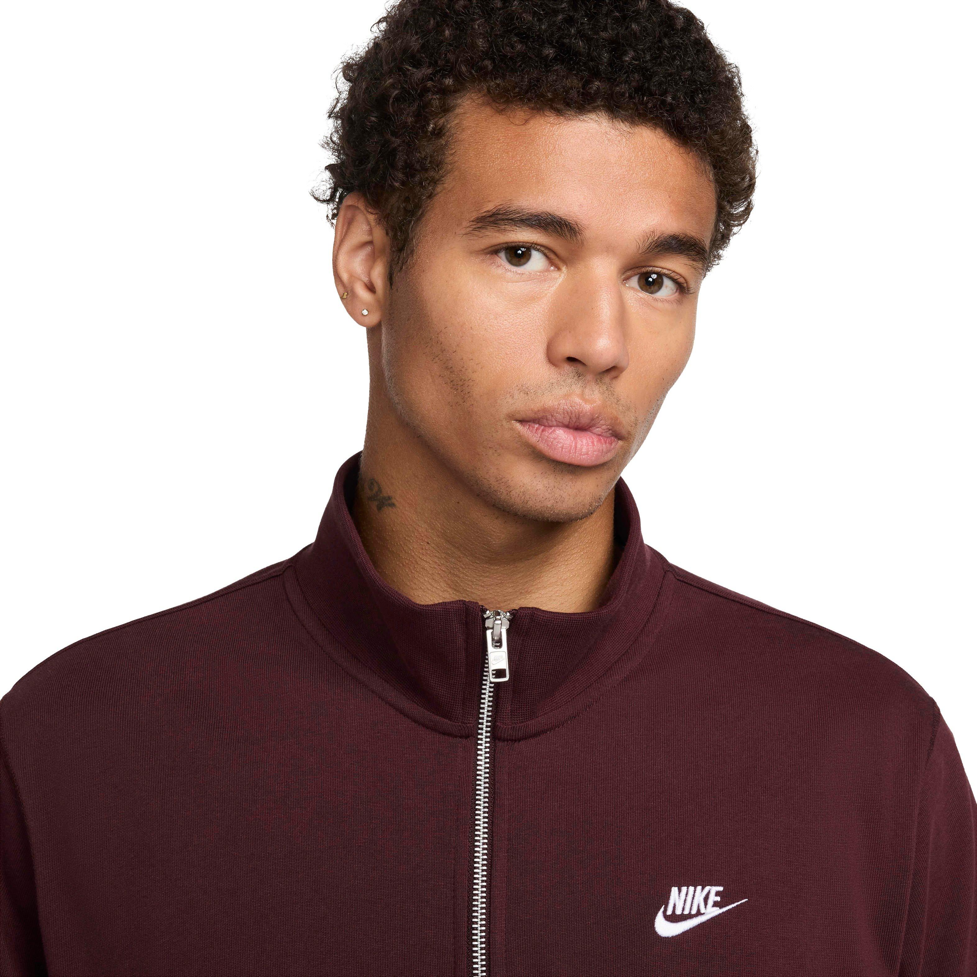 Nike Men's Club Knit Jacket - Maroon - MAROON Thumbnail View 3