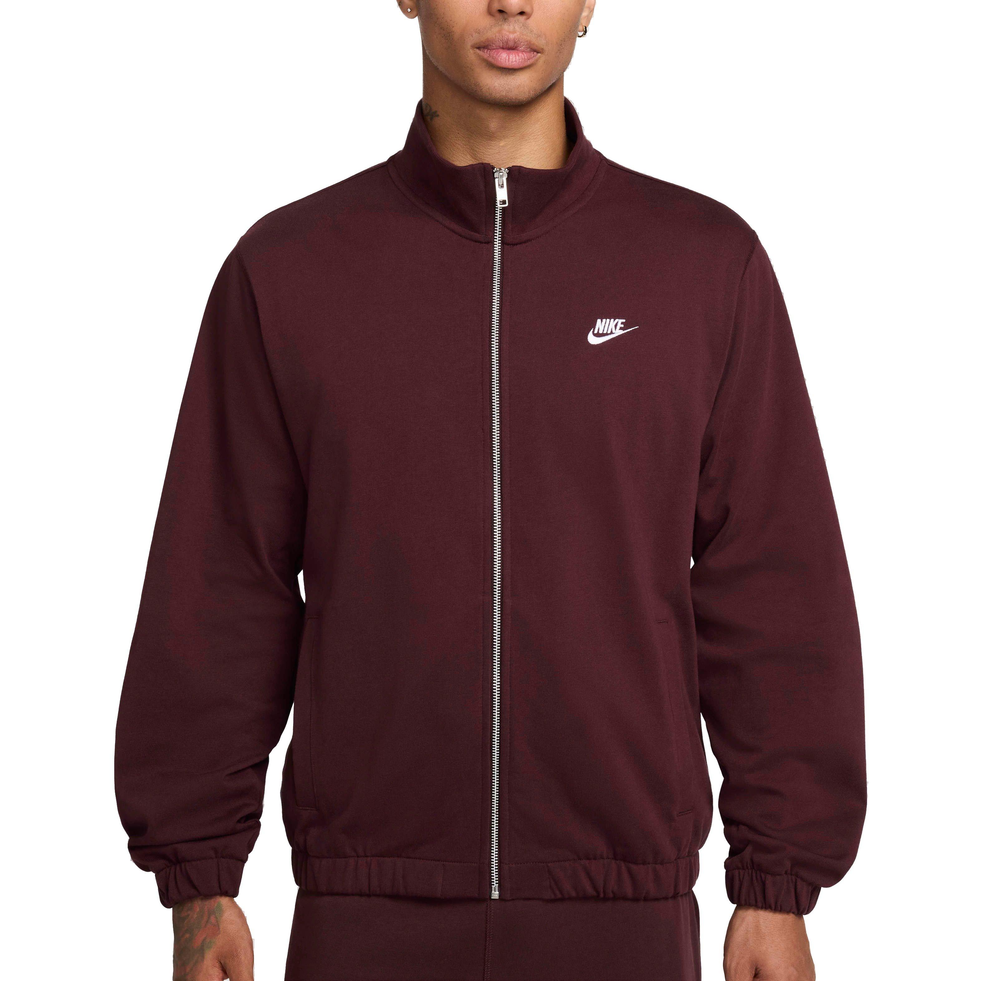 Nike Men's Club Knit Jacket - Maroon - MAROON Thumbnail View 5