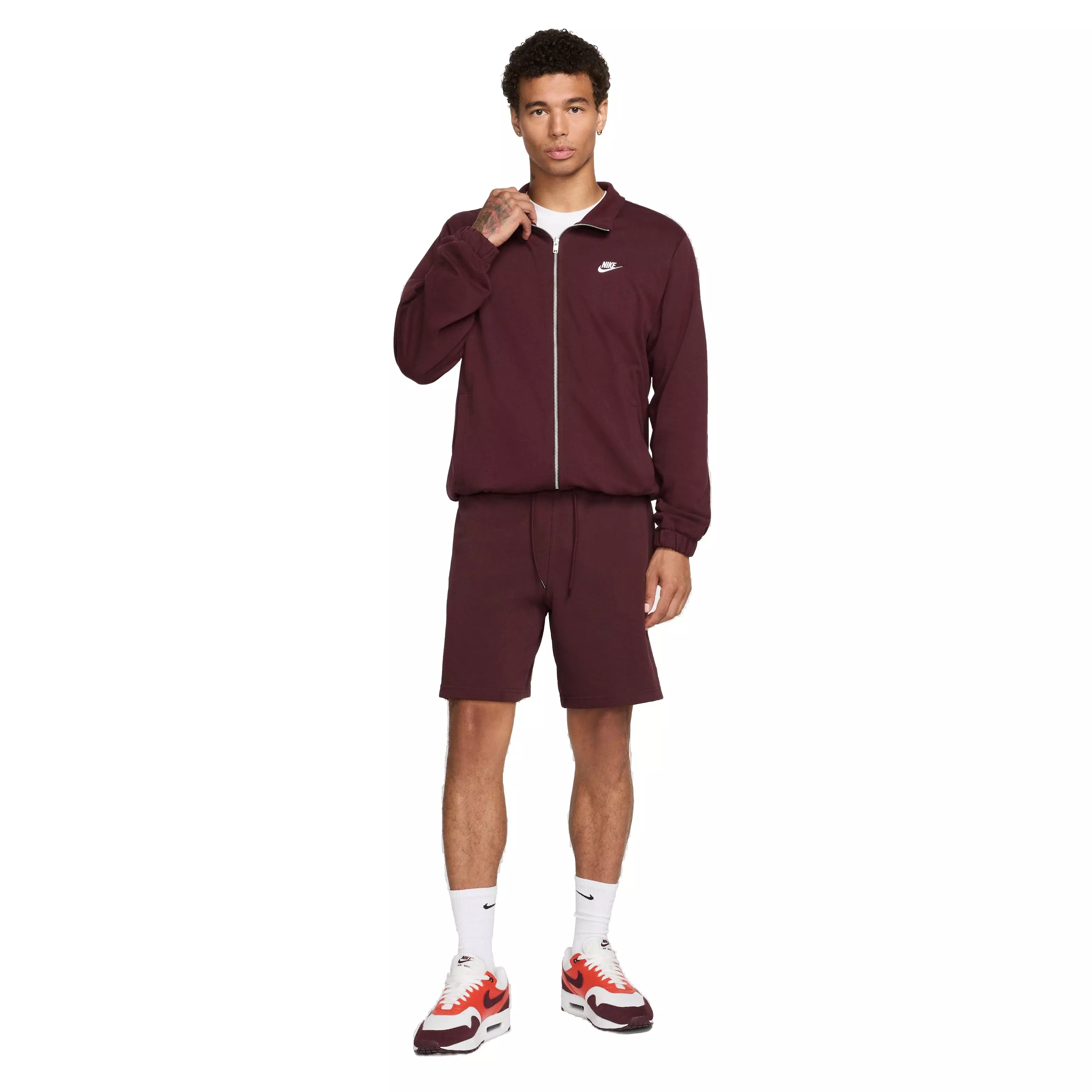 Nike Men's Club Knit Jacket - Maroon - MAROON