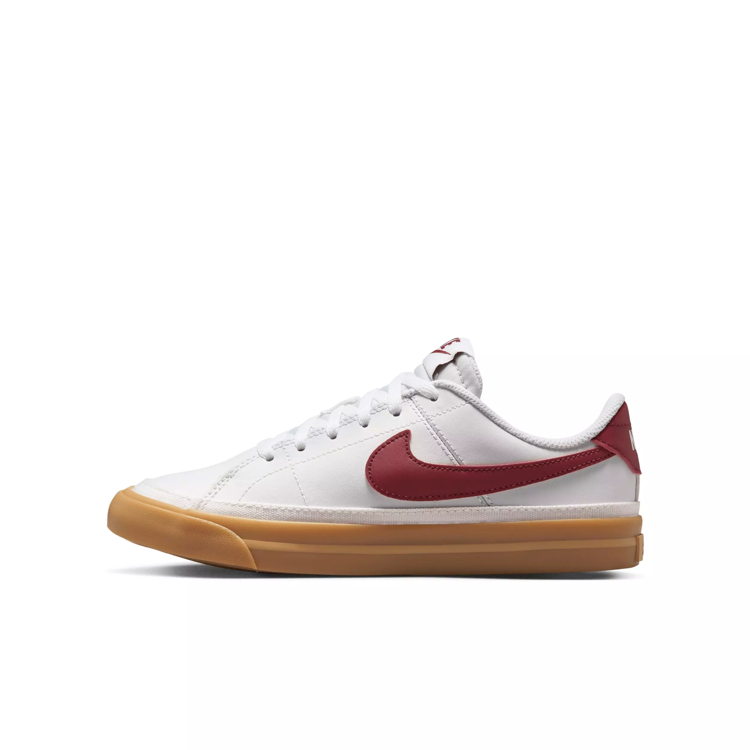 Nike Court Legacy "White/Gum Yellow/Team Red" Grade School Boys' Shoe - WHITE/GUM YELLOW/RED