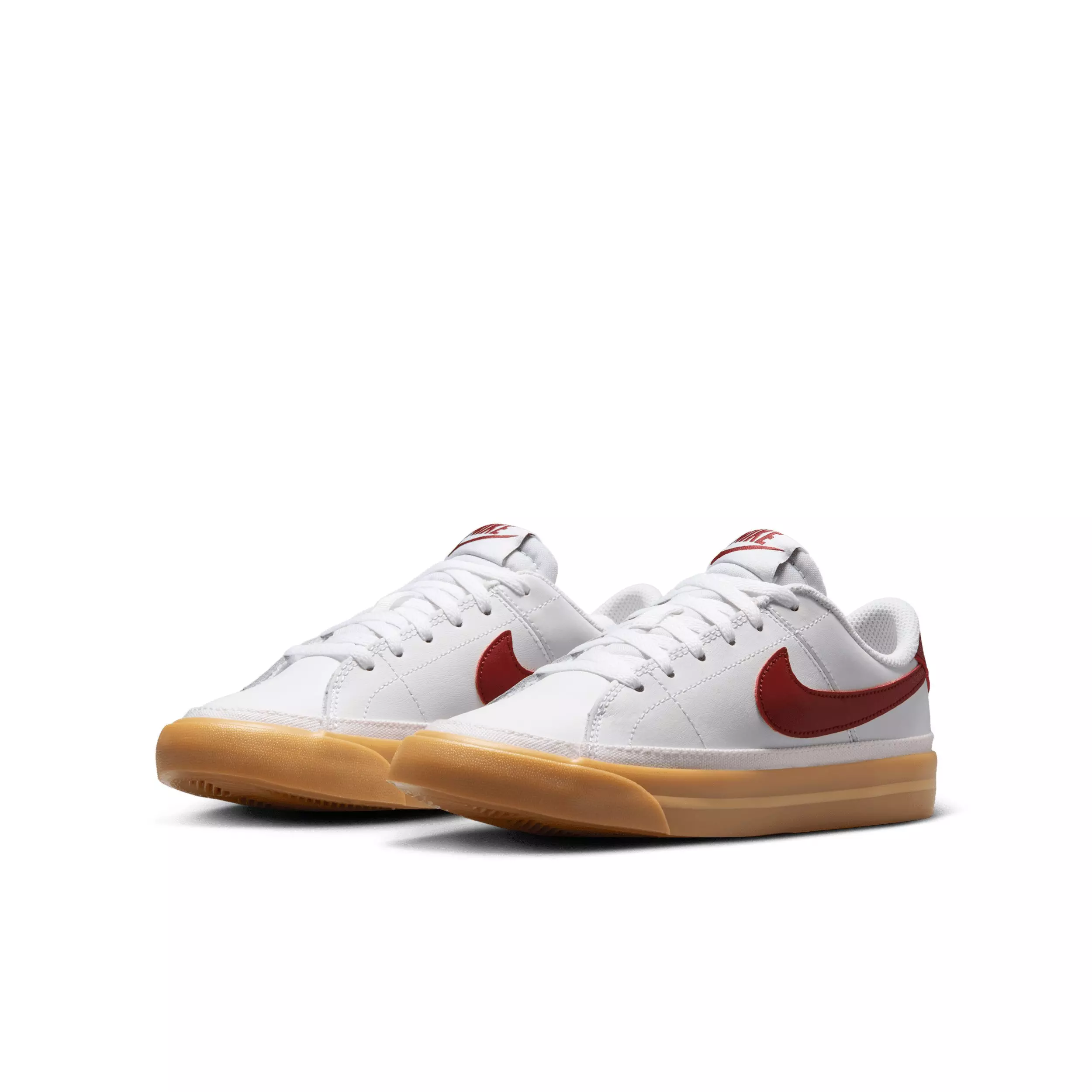 Nike Court Legacy "White/Gum Yellow/Team Red" Grade School Boys' Shoe - WHITE/GUM YELLOW/RED